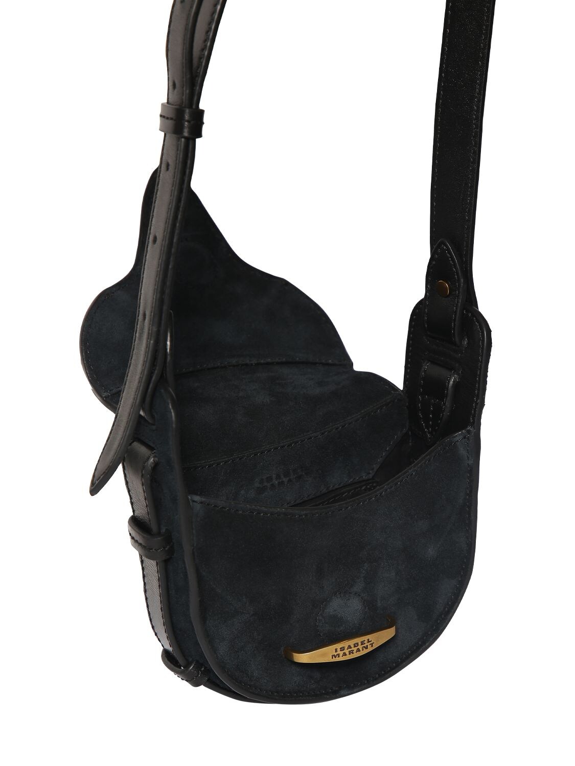 Shop Isabel Marant Mini Botsy Suede Shoulder Bag In Black