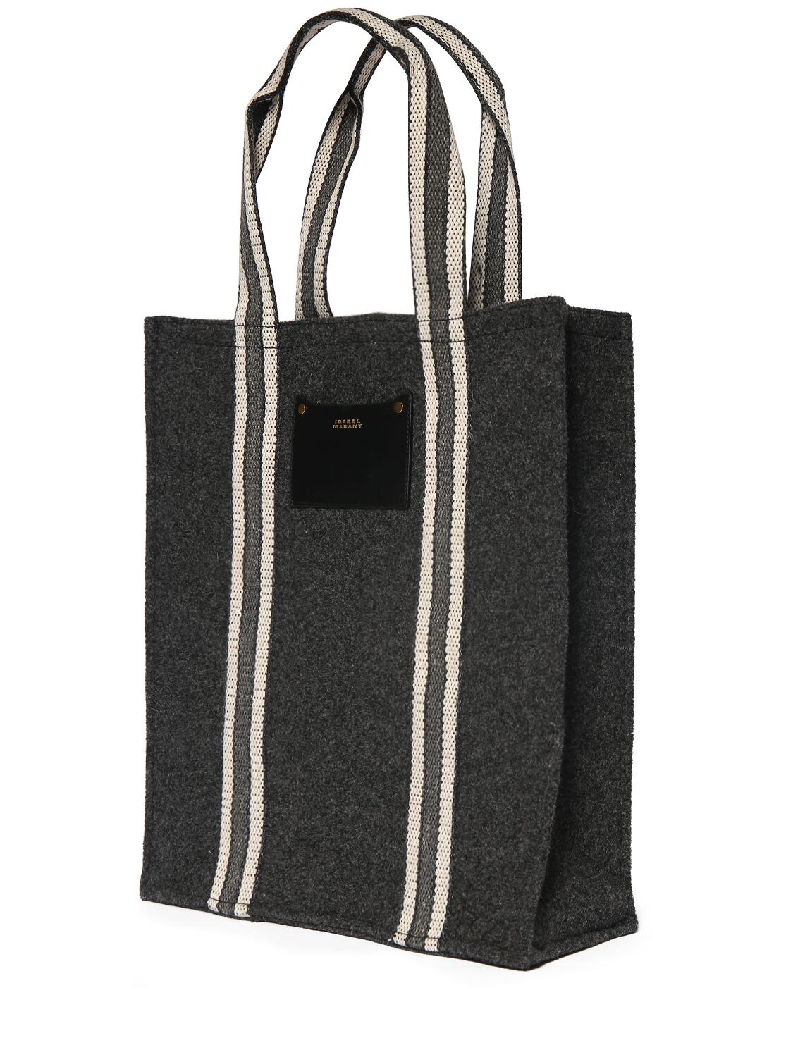 Shop Isabel Marant Small Puebla Wool Tote Bag In Dark Grey