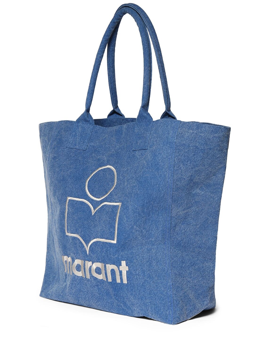 Shop Isabel Marant Yenky Cotton Tote Bag In Blue