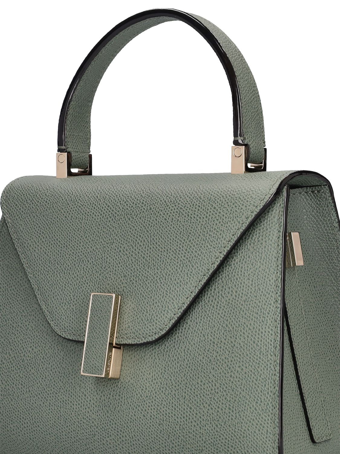 Shop Valextra Mini Iside Grained Leather Bag In Muschio