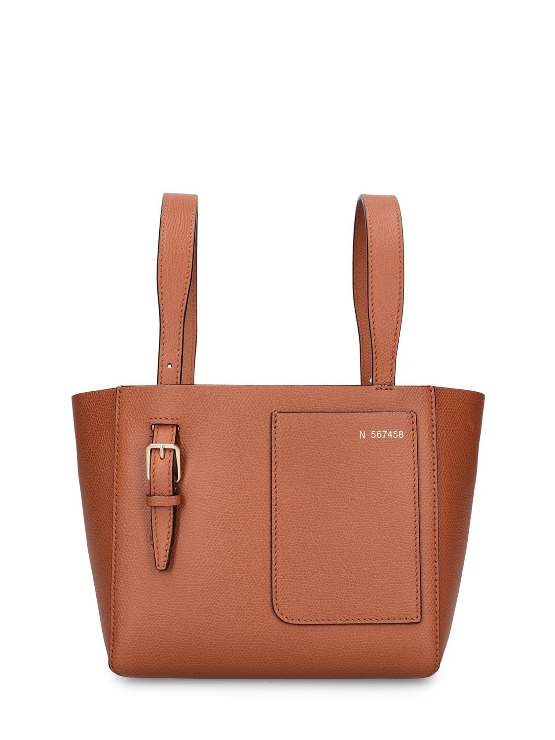 Valextra Mini Bucket Leather Top Handle Bag In Gold