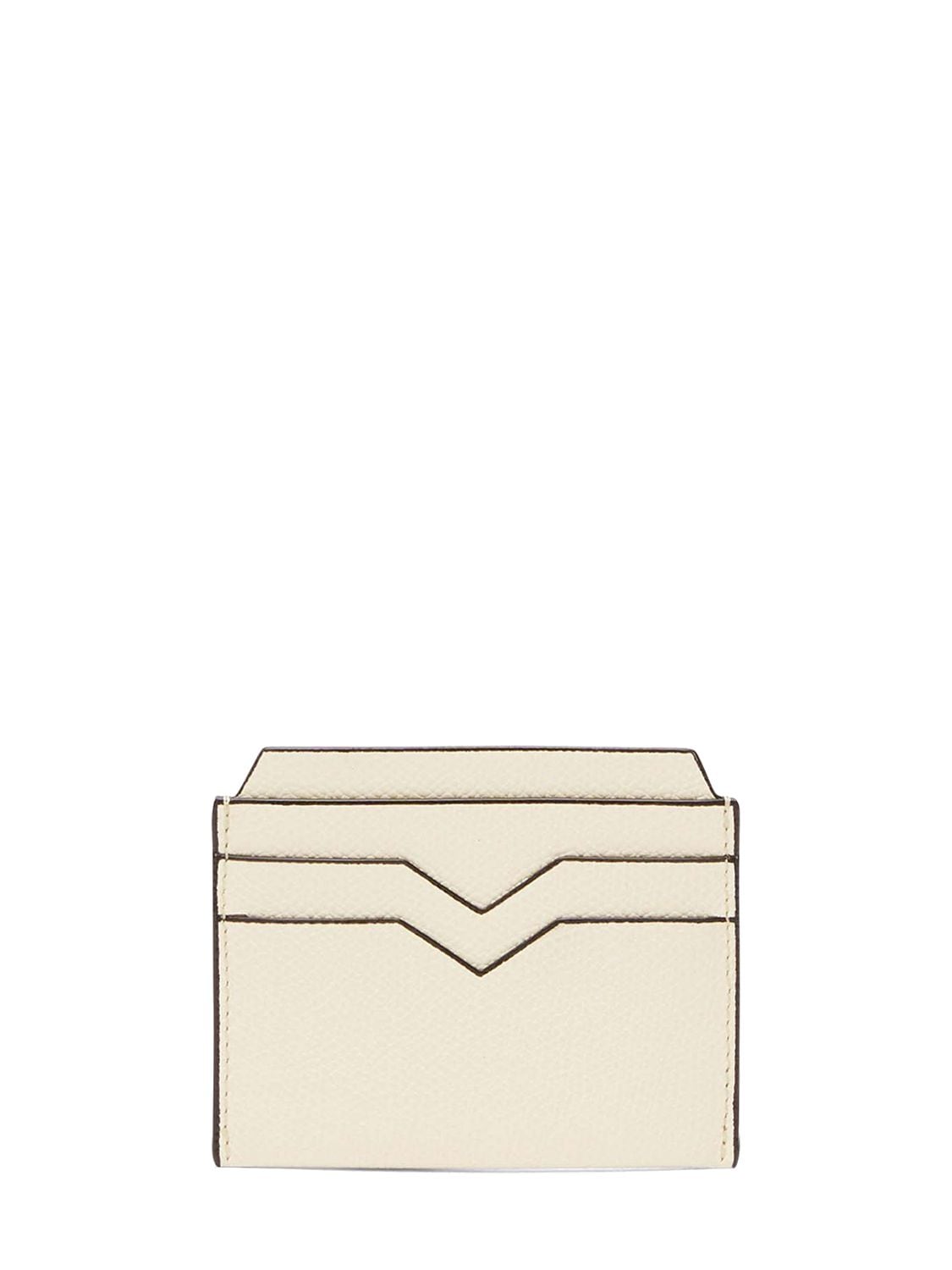 Shop Valextra Leather Card Holder In Pergamena