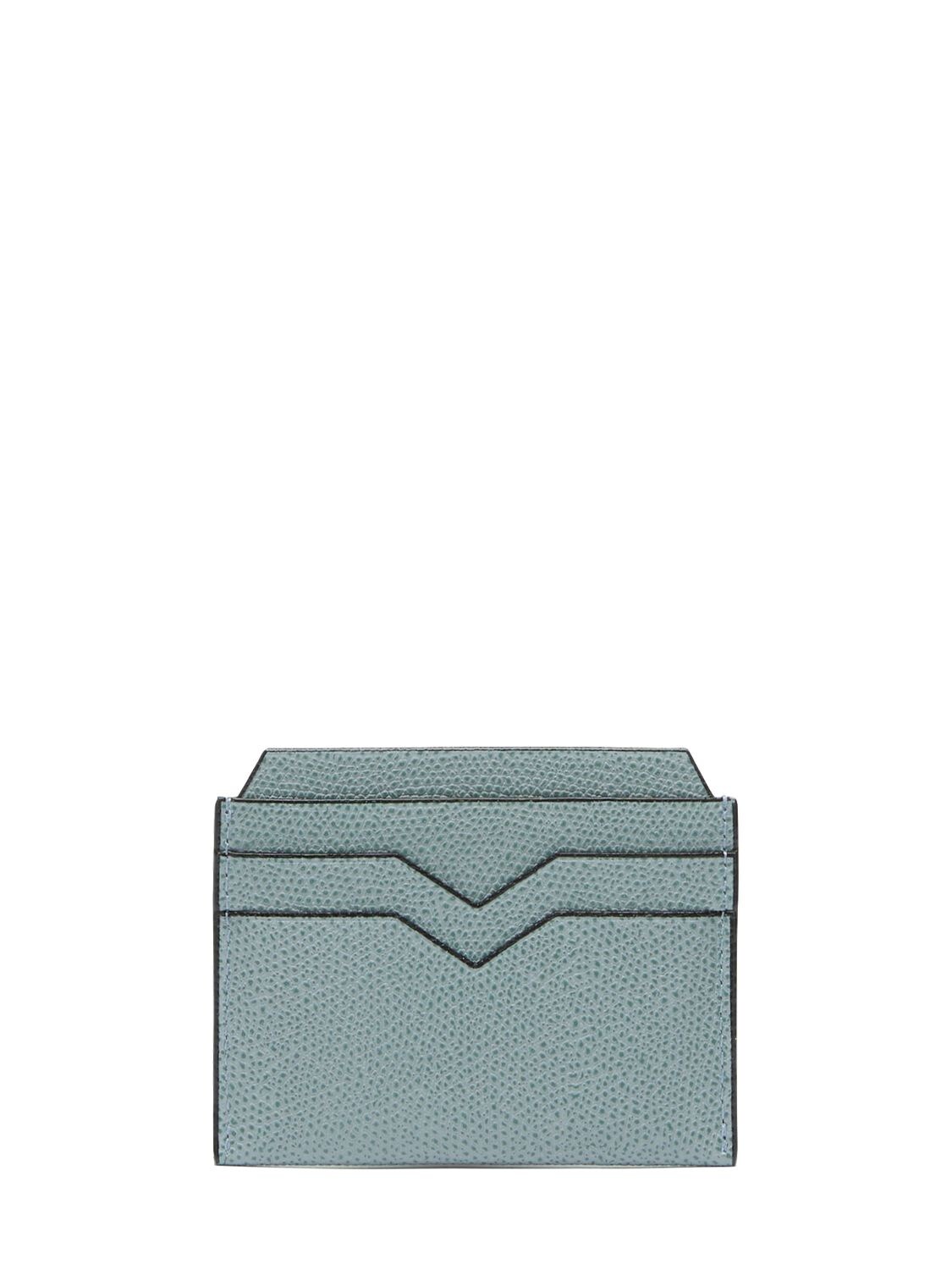Shop Valextra Leather Card Holder In Polvere