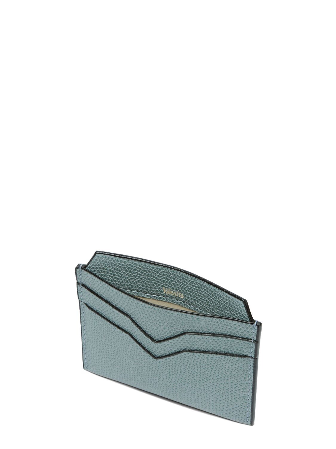 Shop Valextra Leather Card Holder In Polvere