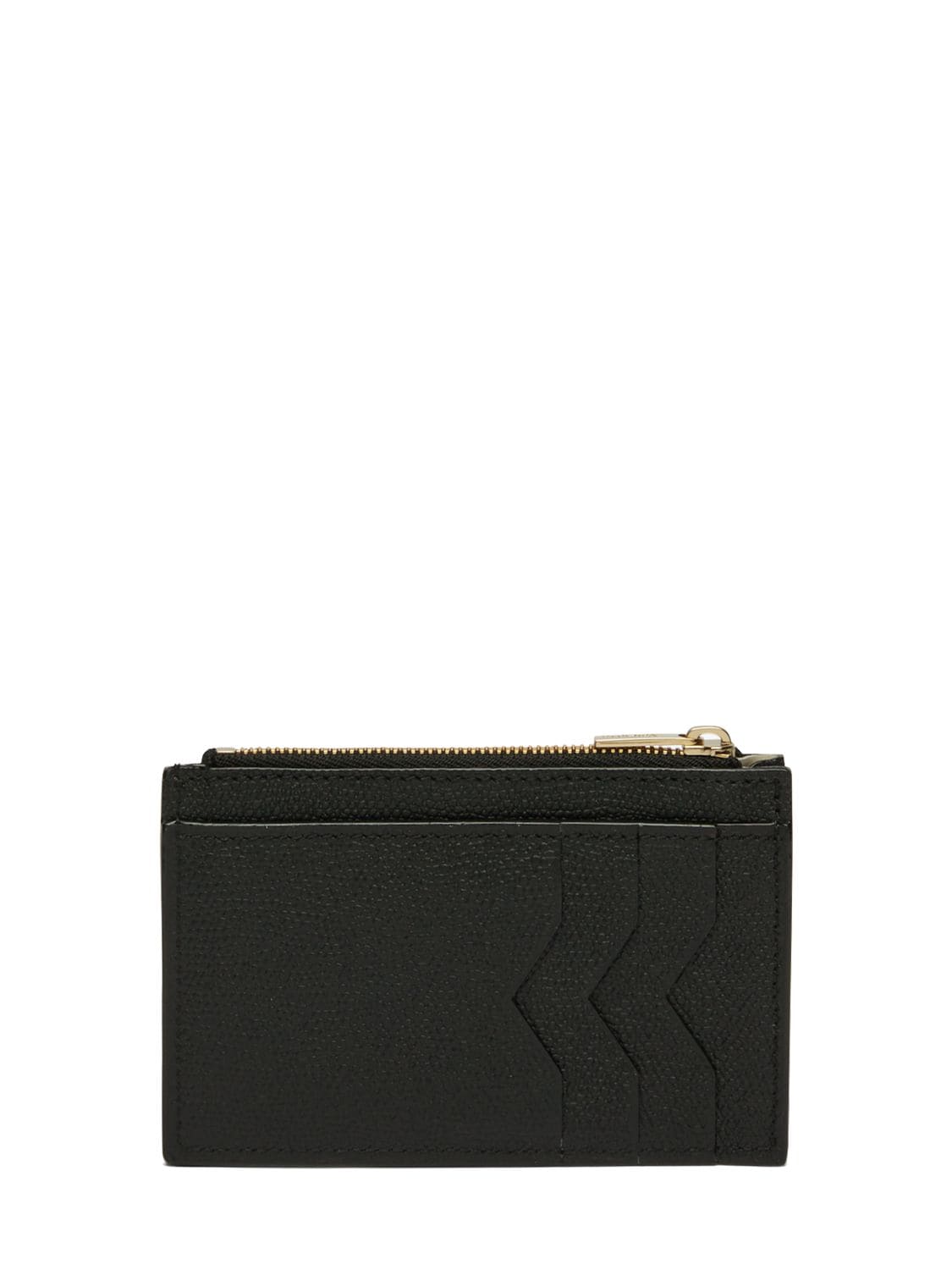 Shop Valextra Leather Zip Card Holder In Black