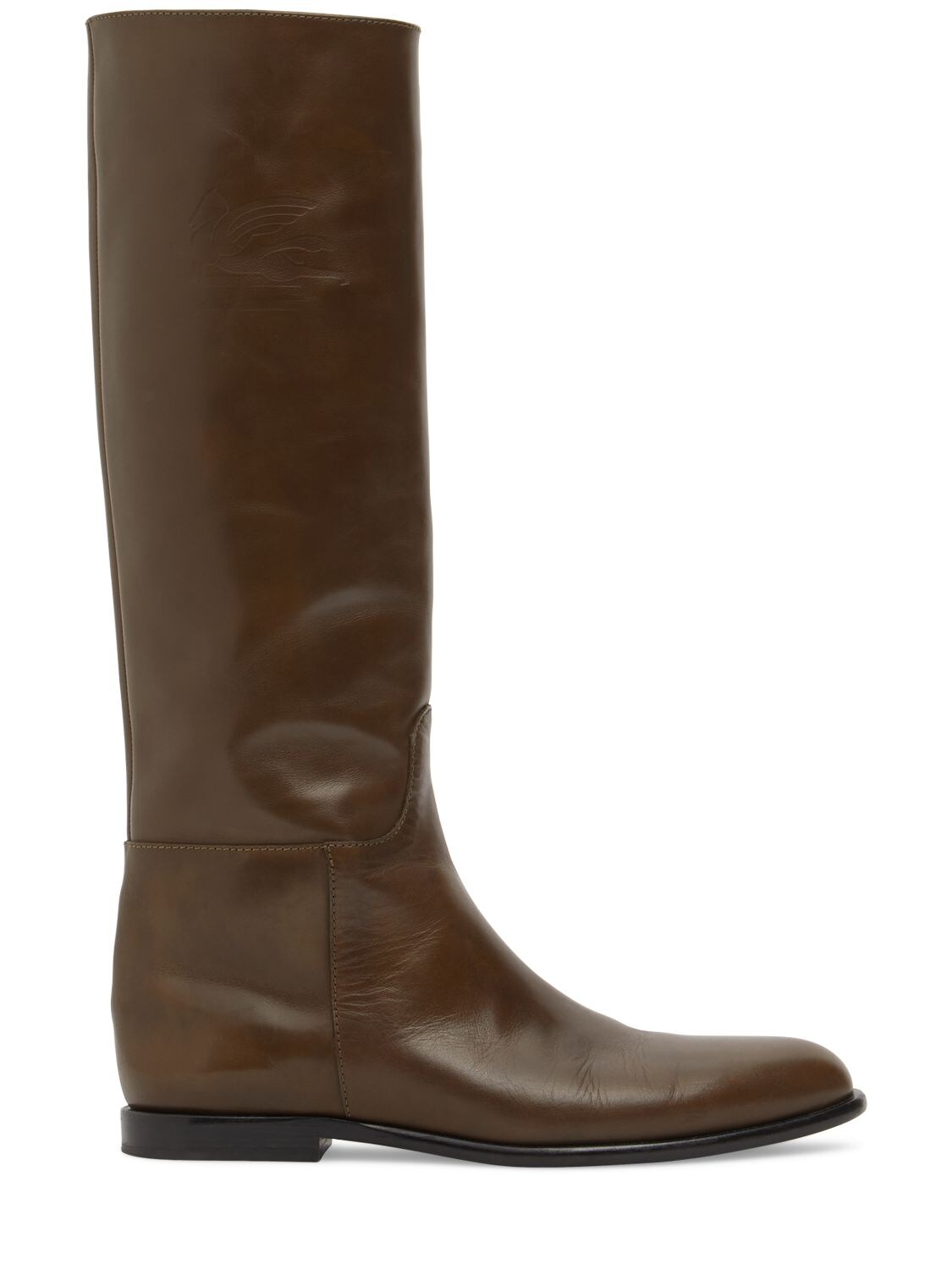 Etro 10mm Leather Tall Boots In Fango