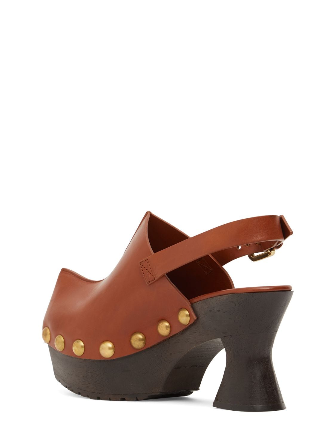 Shop Etro 90mm Leather Clogs In Tan