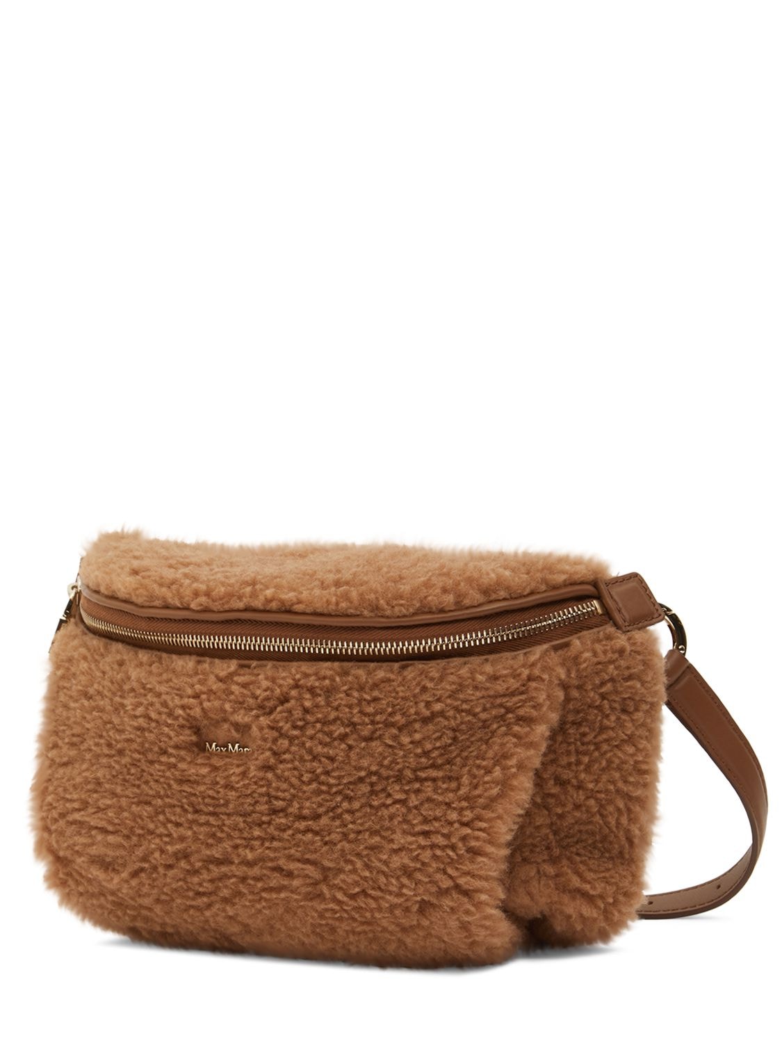 Shop Max Mara Banane Teddy Belt Bag In Cammello