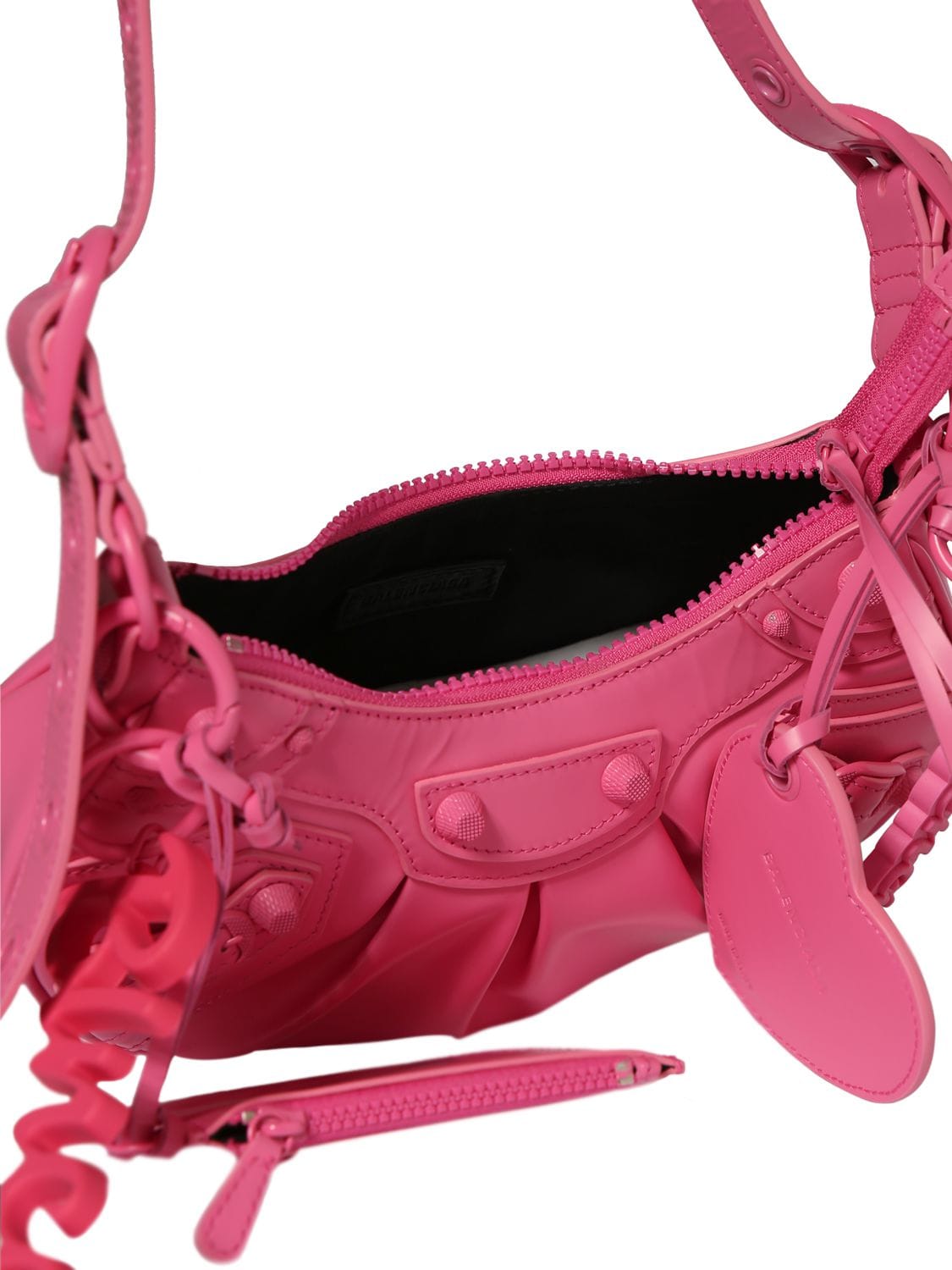 Shop Balenciaga Xs Le Cagole Leather Shoulder Bag In Bright Pink