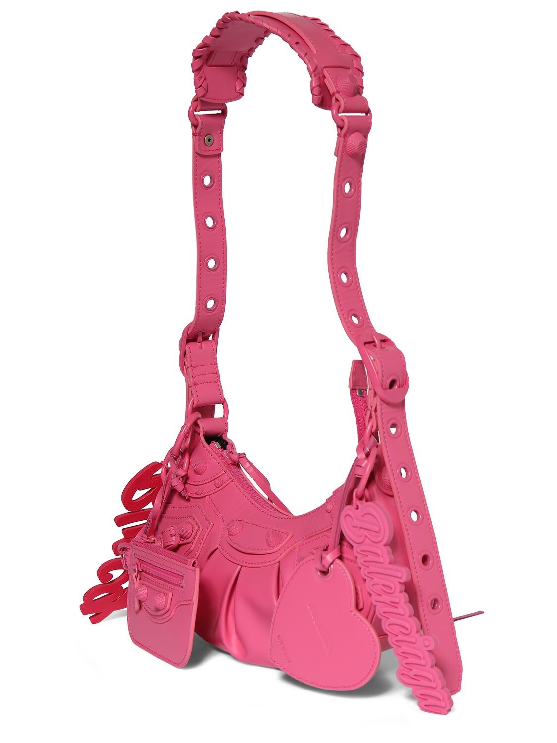 Shop Balenciaga Xs Le Cagole Leather Shoulder Bag In Bright Pink