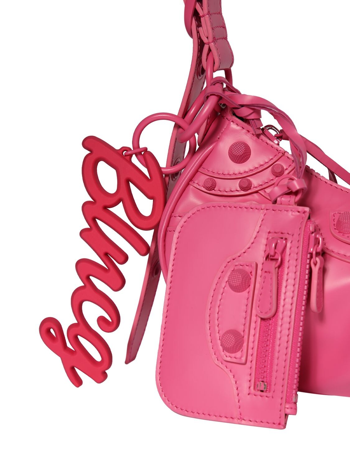 Shop Balenciaga Xs Le Cagole Leather Shoulder Bag In Bright Pink