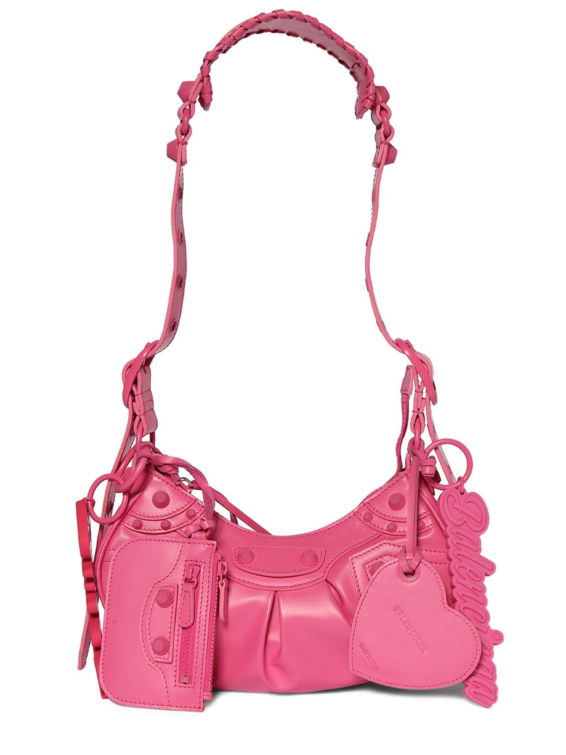 Balenciaga Xs Le Cagole Leather Shoulder Bag In Bright Pink