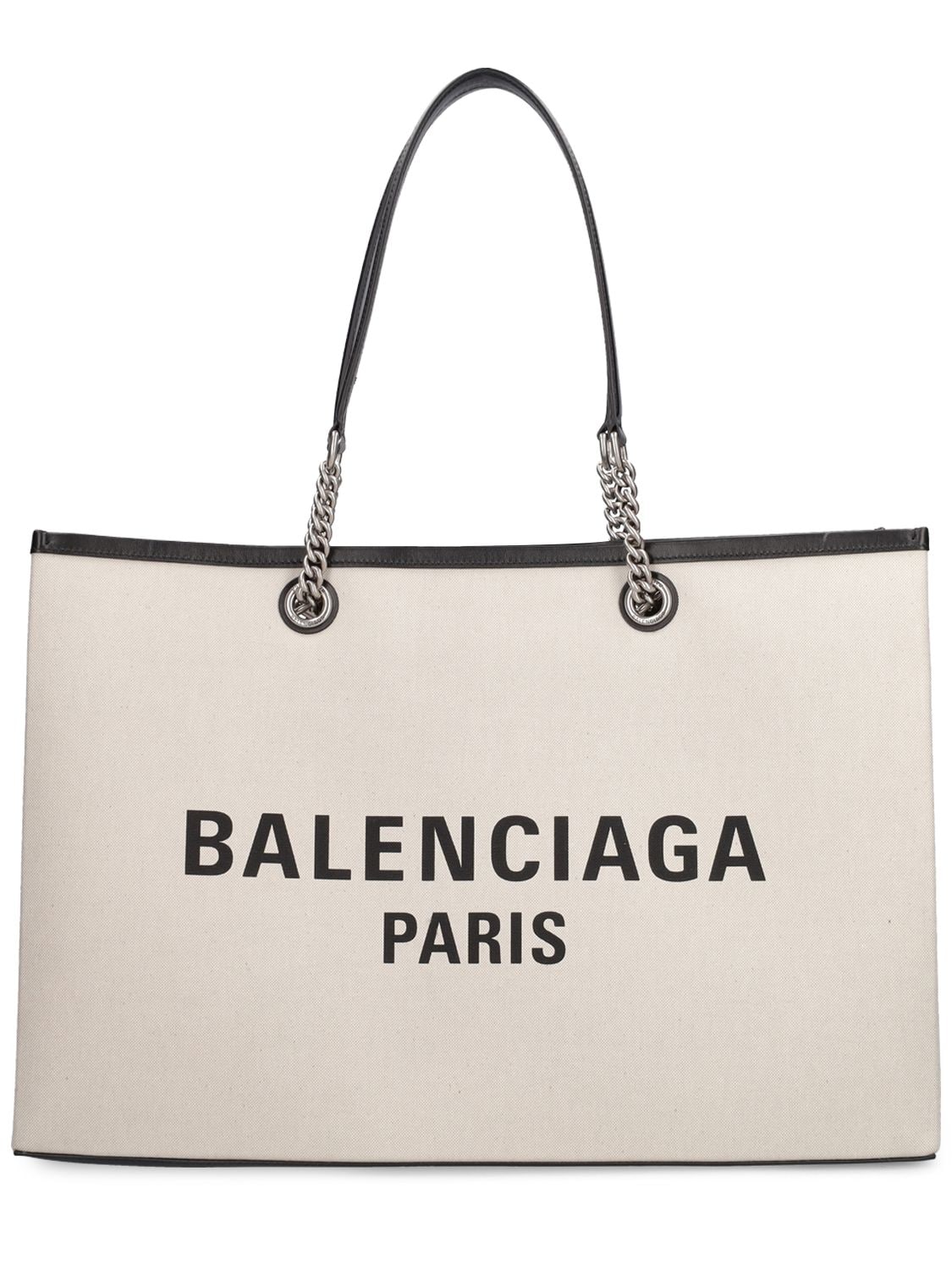 Balenciaga Large Duty Free Cotton Blend Tote Bag In Naturel