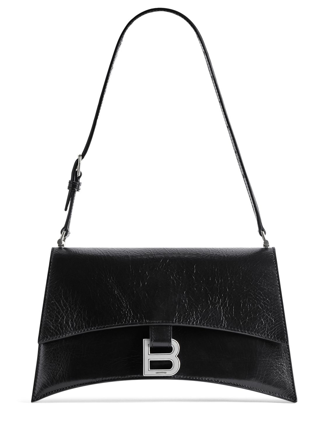 Shop Balenciaga Small Crush Sling Leather Shoulder Bag In Black