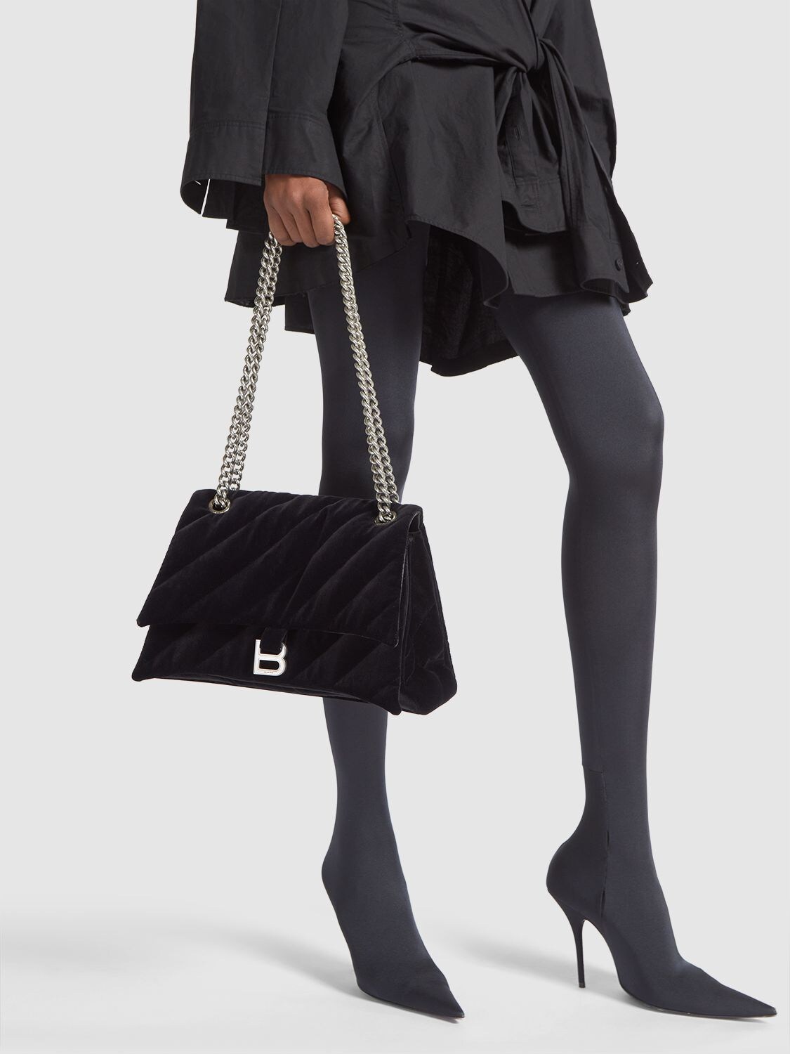 Shop Balenciaga Small Crush Quilted Viscose Blend Bag In Black