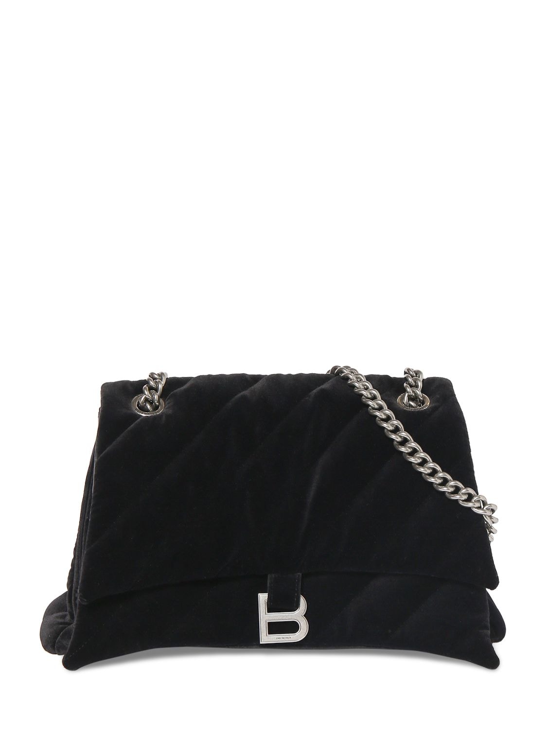 Balenciaga Small Crush Quilted Viscose Blend Bag In Black