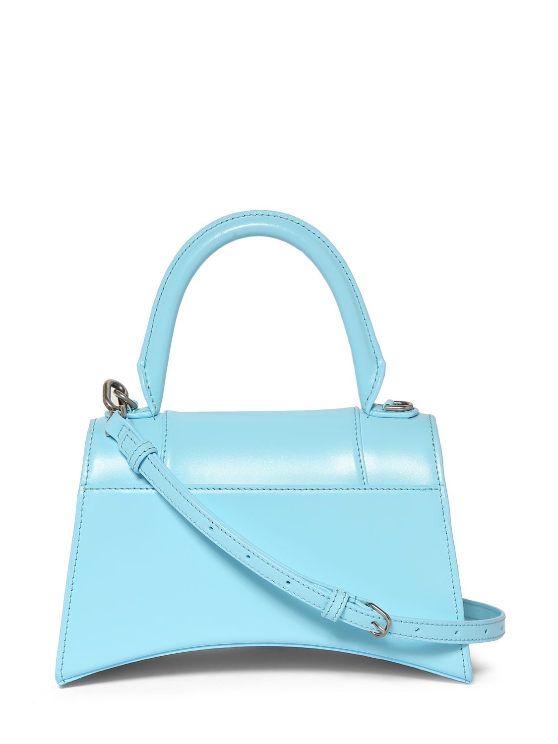 Shop Balenciaga Small Hourglass Leather Top Handle Bag In Sea Blue