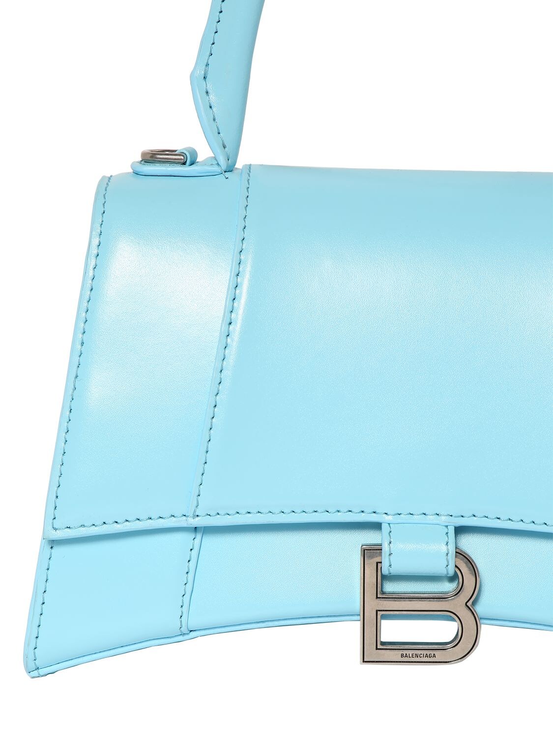 Shop Balenciaga Small Hourglass Leather Top Handle Bag In Sea Blue