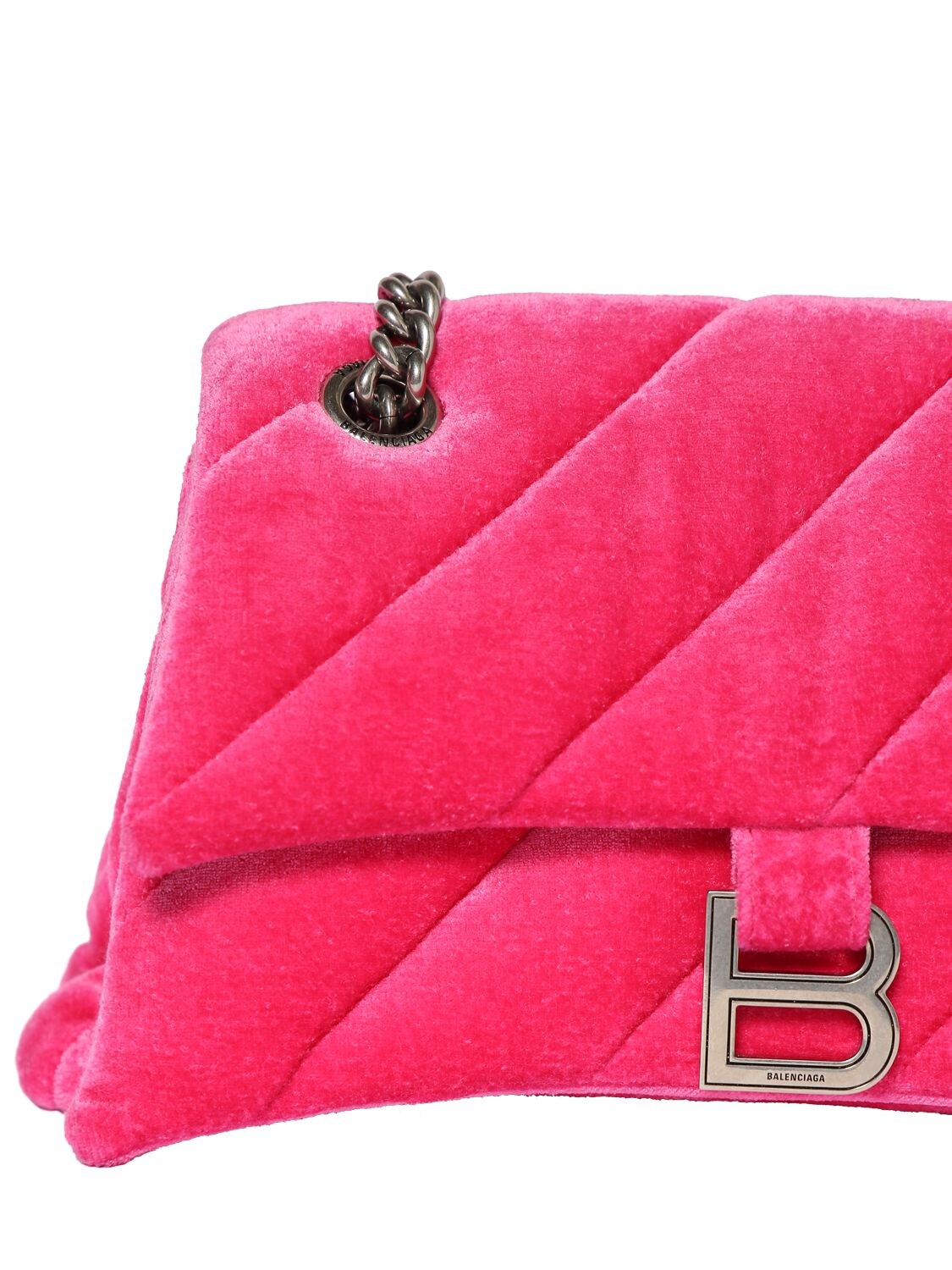 Shop Balenciaga Small Crush Quilted Viscose Blend Bag In Bright Pink