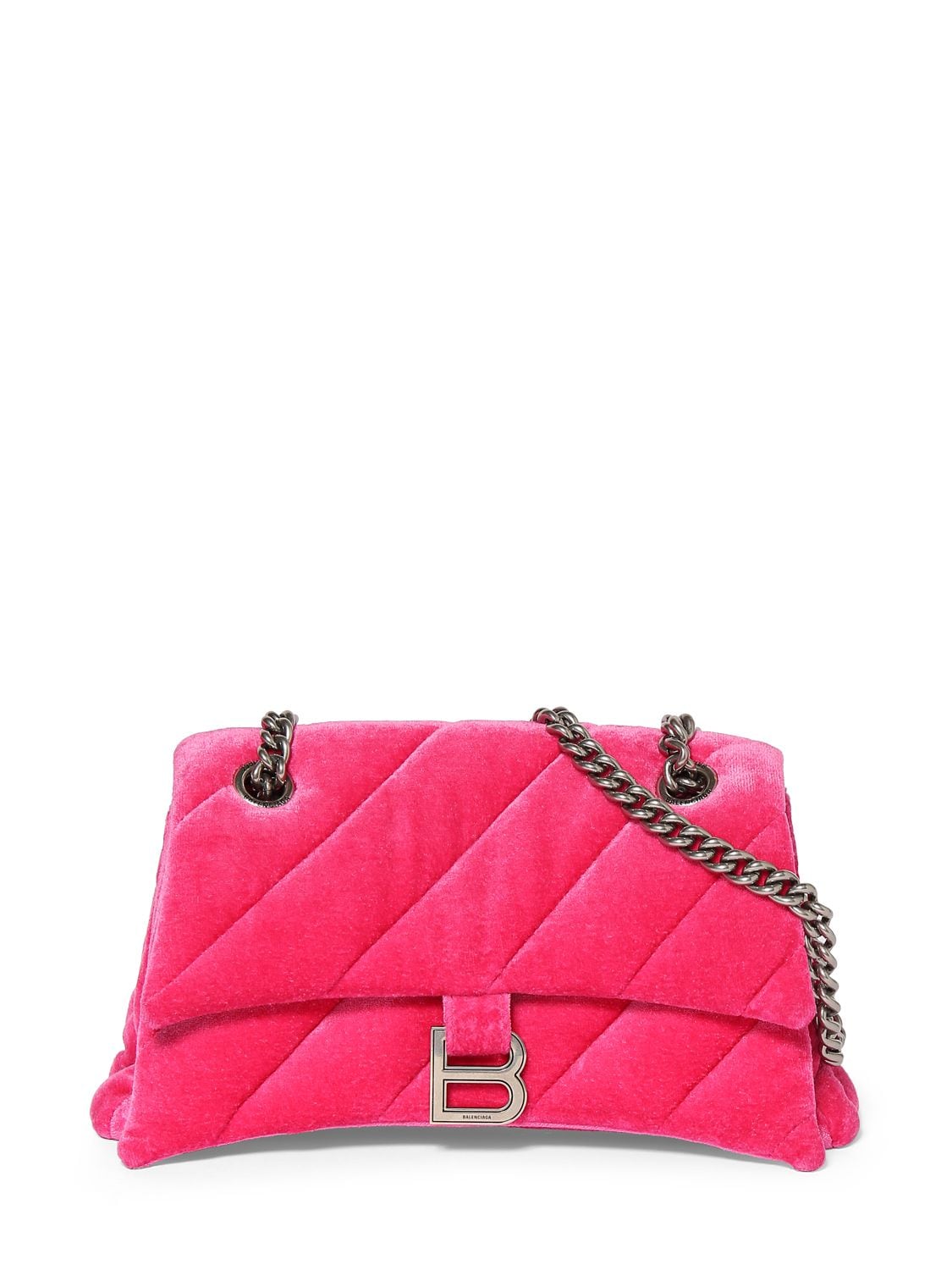 Balenciaga Small Crush Quilted Viscose Blend Bag In Bright Pink