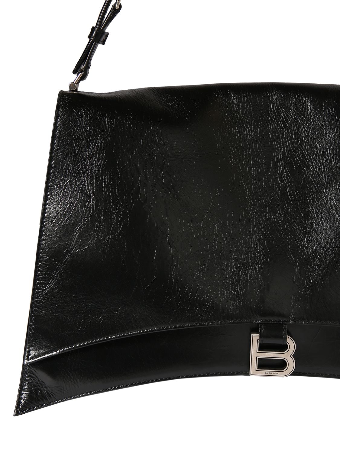 Shop Balenciaga Medium Crush Leather Shoulder Bag In Black