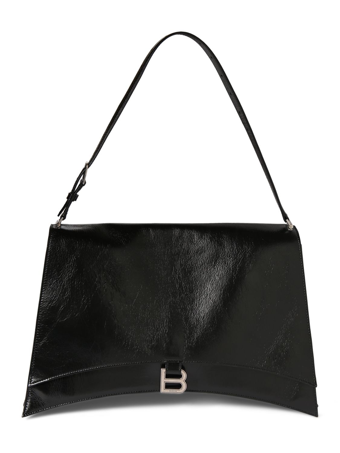 Shop Balenciaga Medium Crush Leather Shoulder Bag In Black