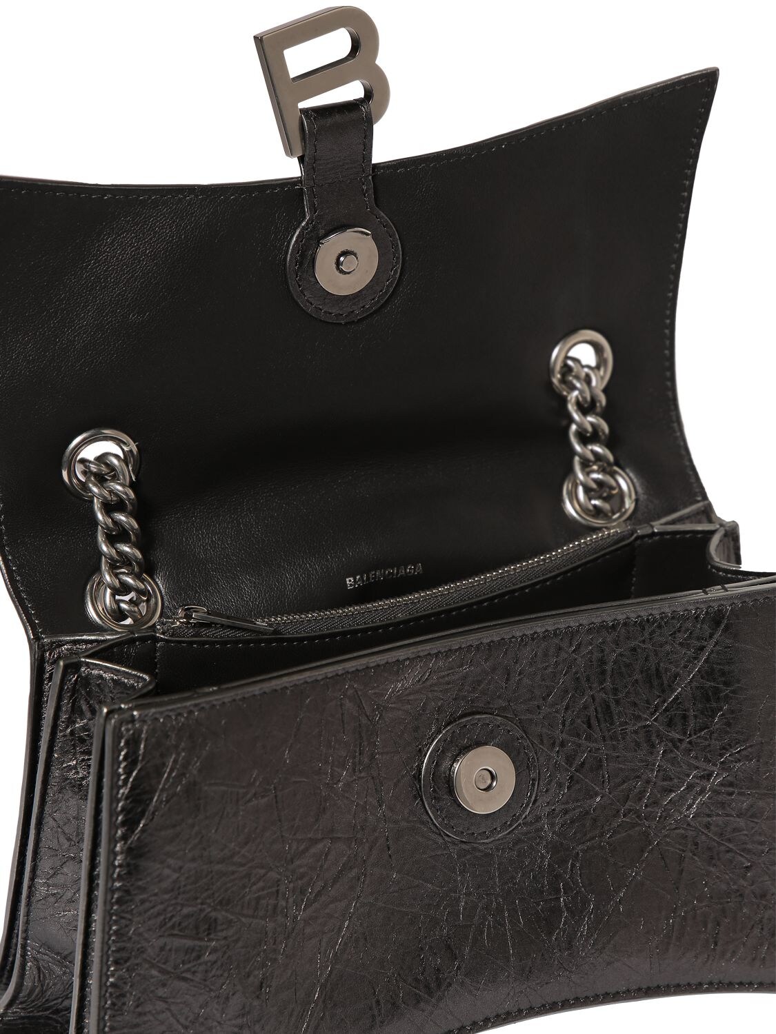 Shop Balenciaga Small Crush Leather Shoulder Bag In Steel Grey