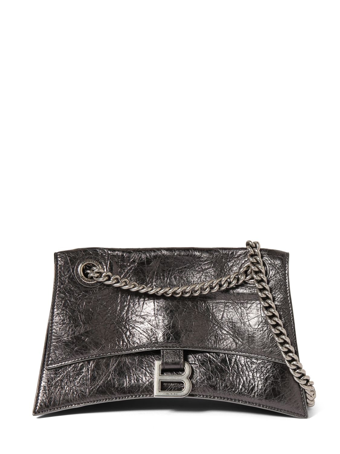 Crush Small leather shoulder bag in silver - Balenciaga
