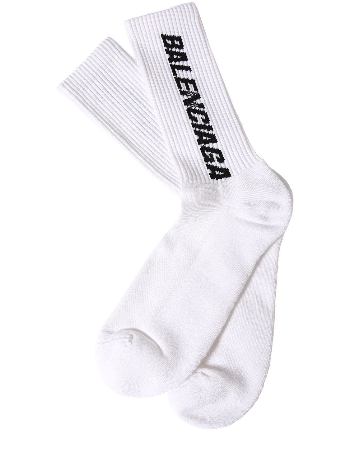 Shop Balenciaga Cotton Blend Socks In White,black