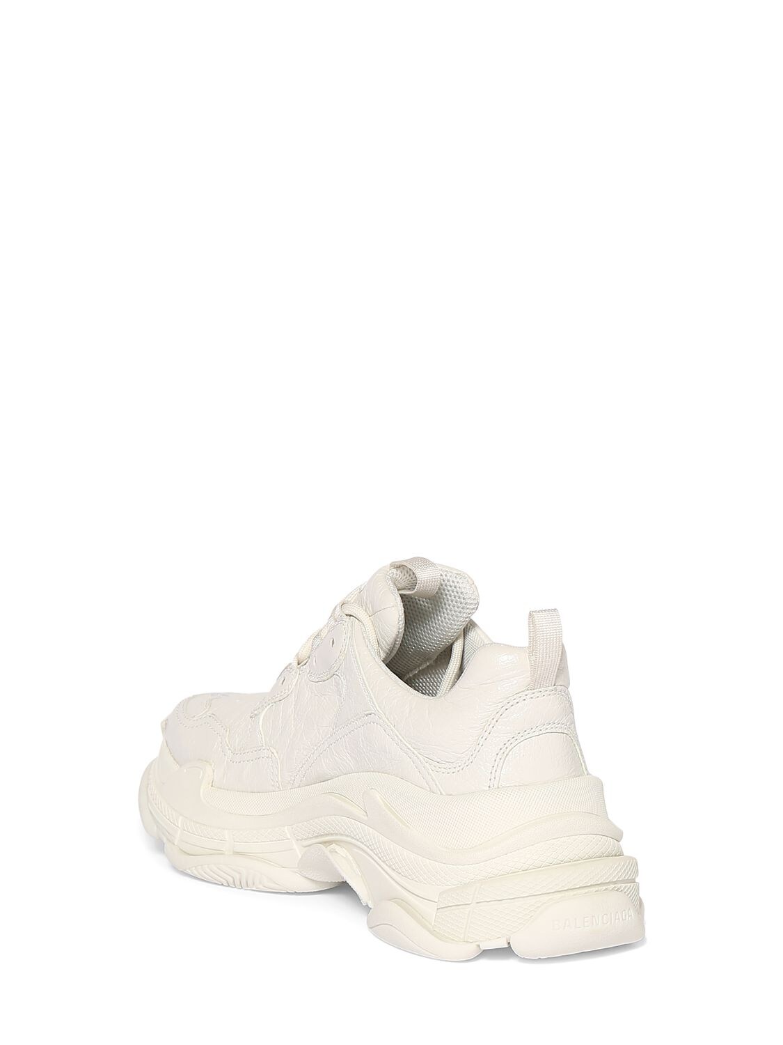 Shop Balenciaga 60mm Triple S Leather Sneakers In Optic White