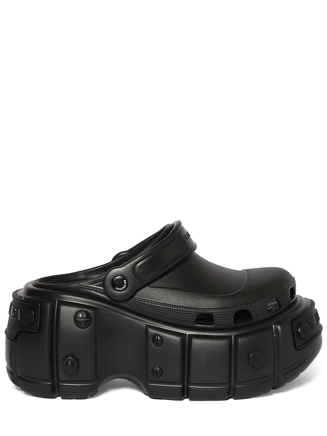 Balenciaga 110毫米hardcrocs橡胶穆勒鞋 In Black