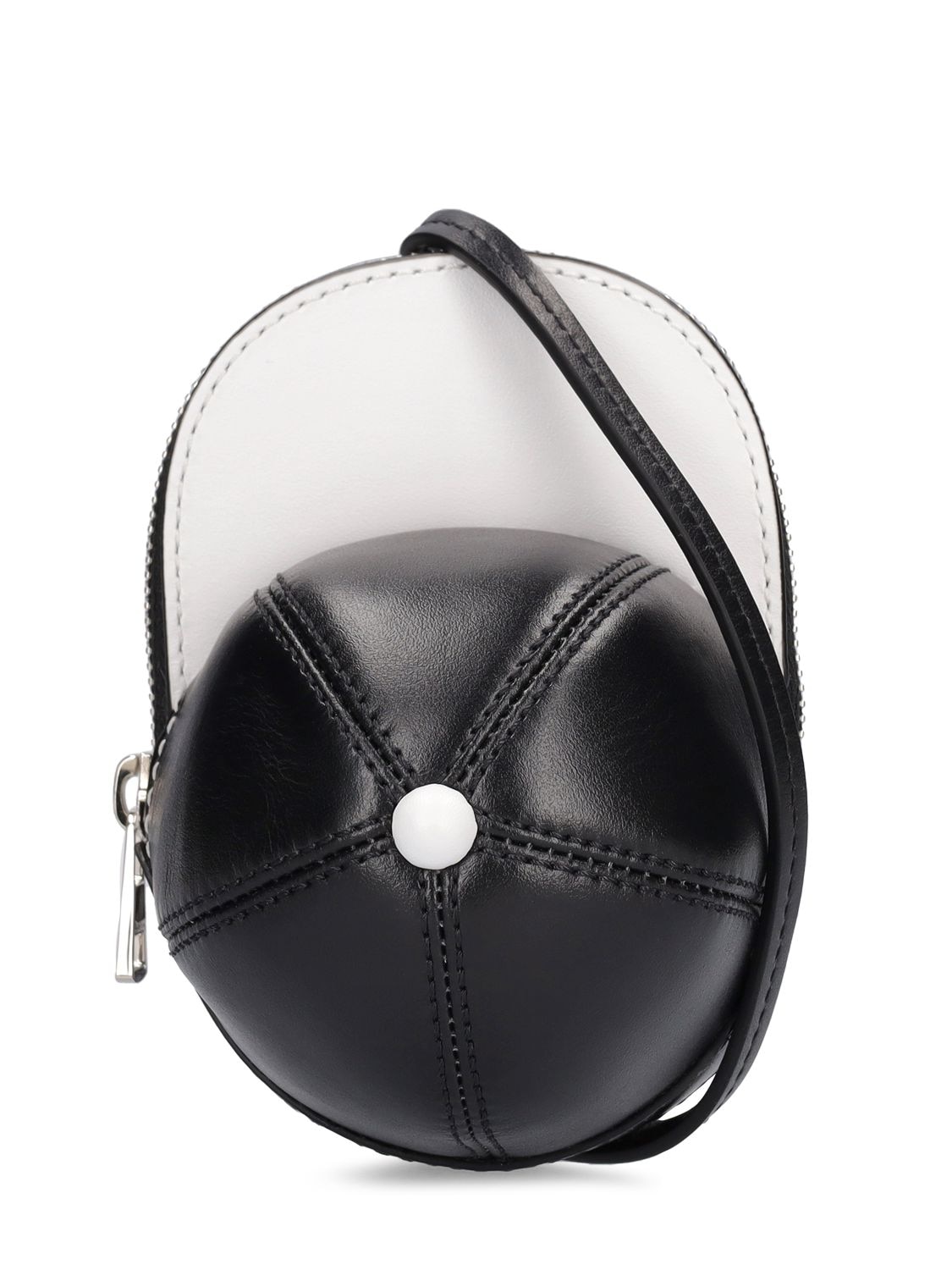 Jw Anderson Small Leather Baseball Cap Bag In Schwarz,weiss