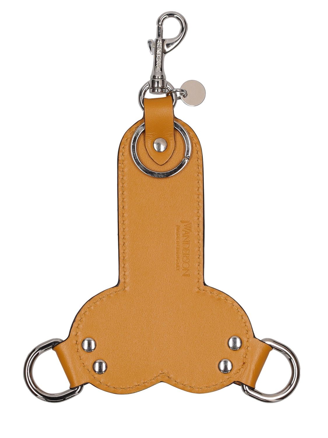 Jw Anderson Punk Penis Leather Key Chain In Mustard