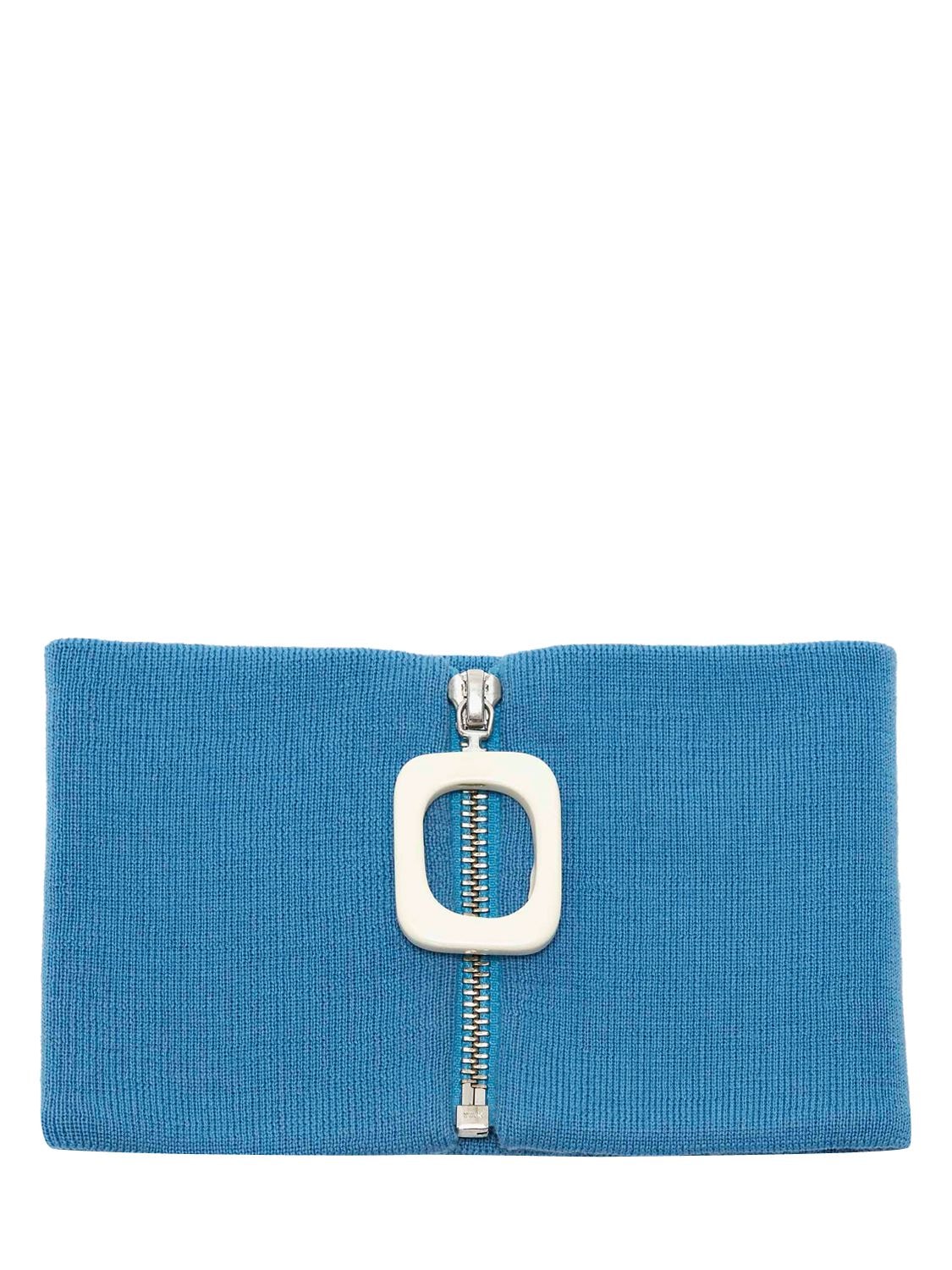 Jw Anderson Zip-up Merino-wool Neckband In Blue