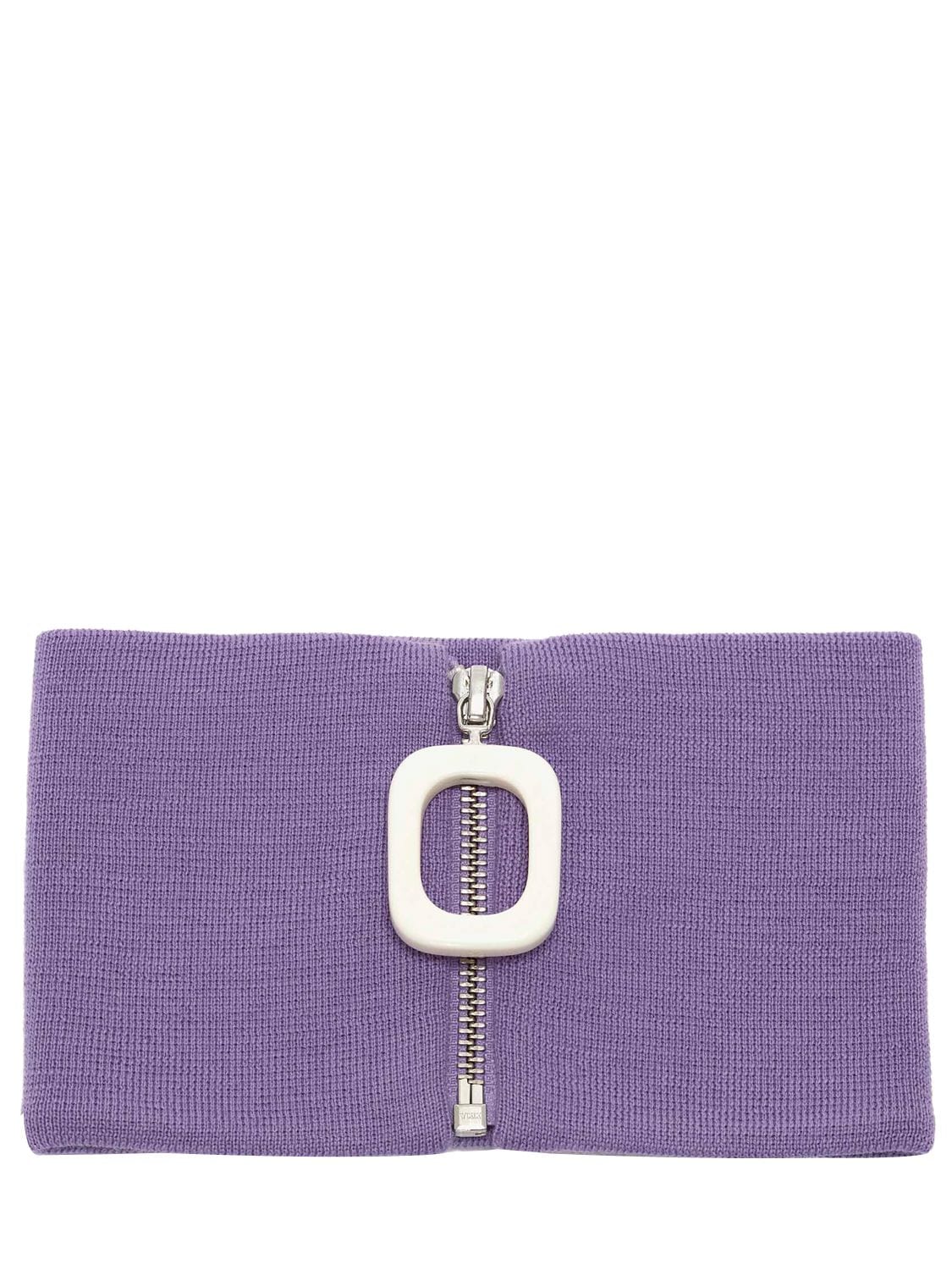 Jw Anderson Wool Knit Zip-up Neckband In Purple