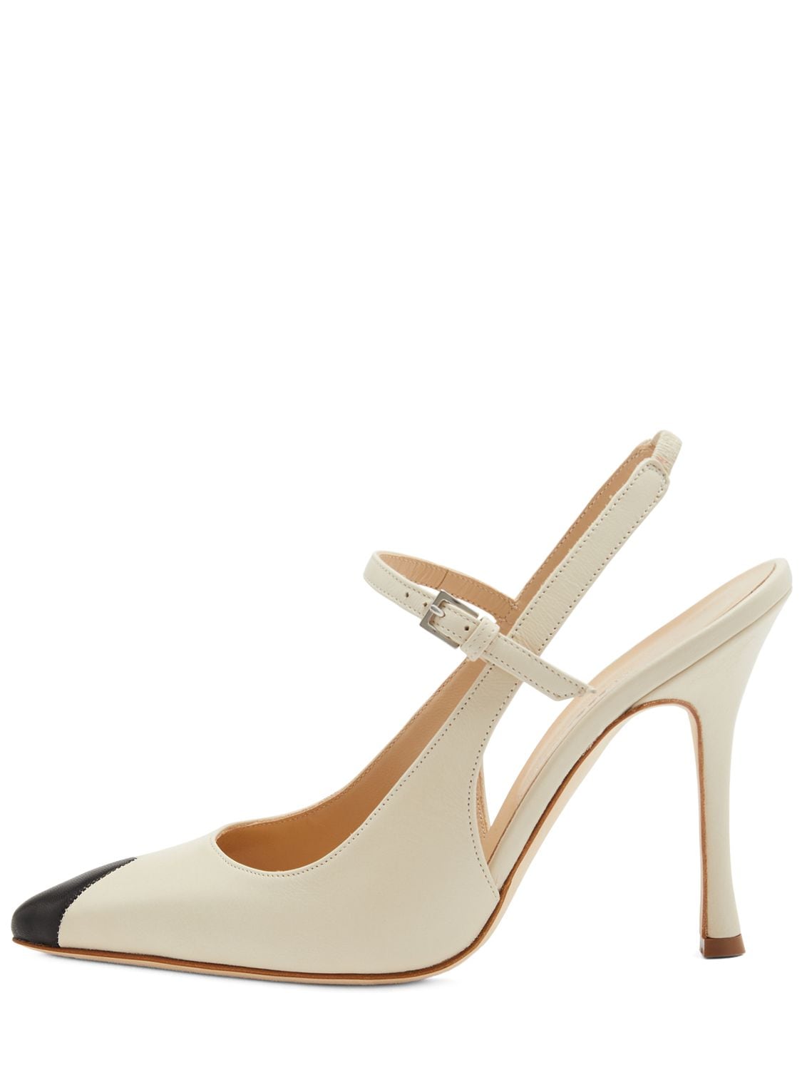 Alessandra Rich Leather Slingback Pumps In White