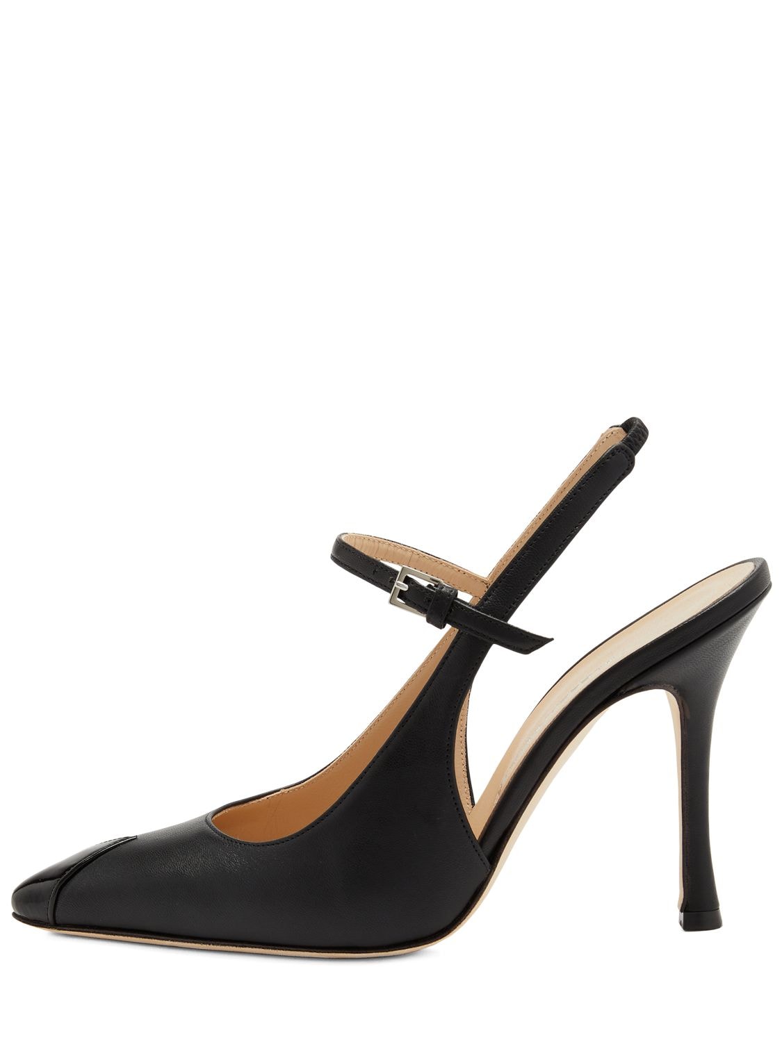 Shop Alessandra Rich 100mm Leather Slingback Pumps In Black