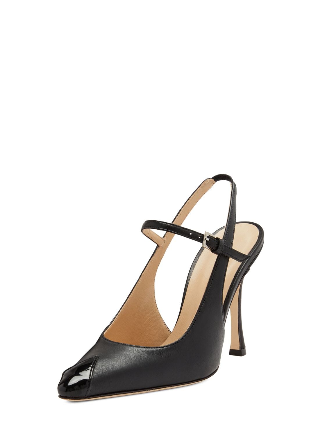 Shop Alessandra Rich 100mm Leather Slingback Pumps In Black