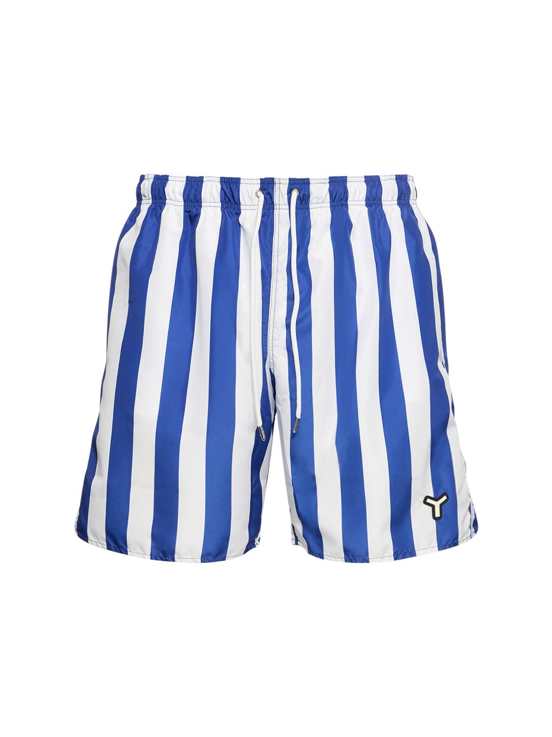 Yes I Am Stripe Print Tech Swim Shorts In Blue,white