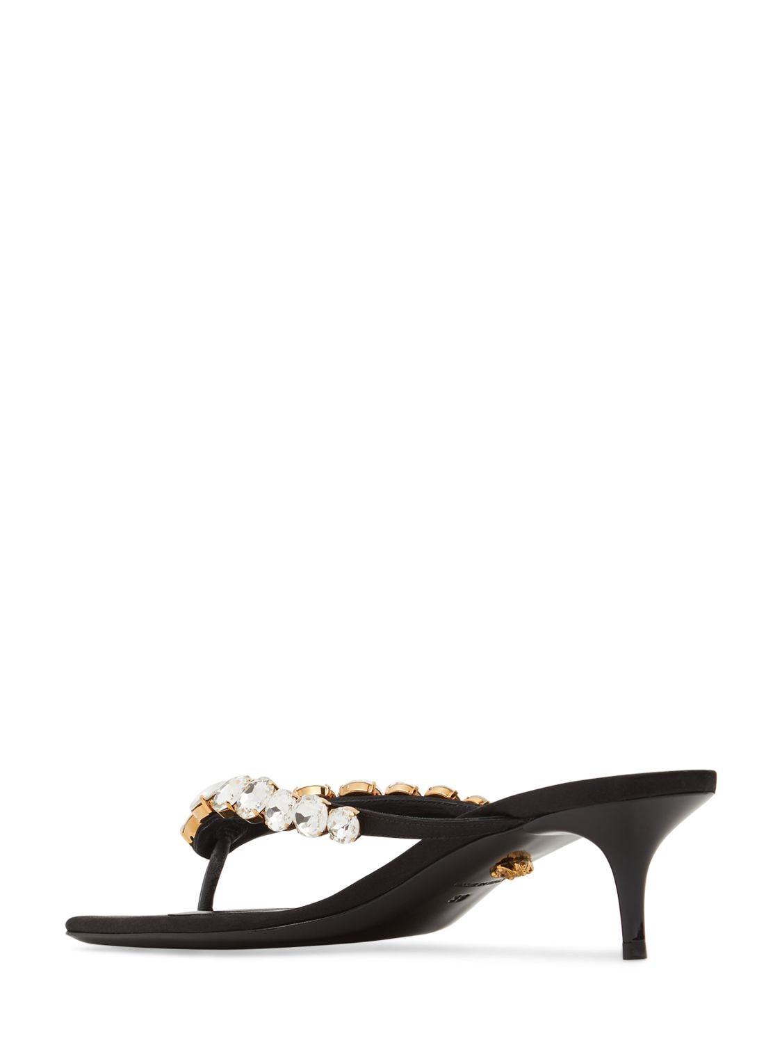 Shop Versace 45mm Embellished Satin Sandals In Black