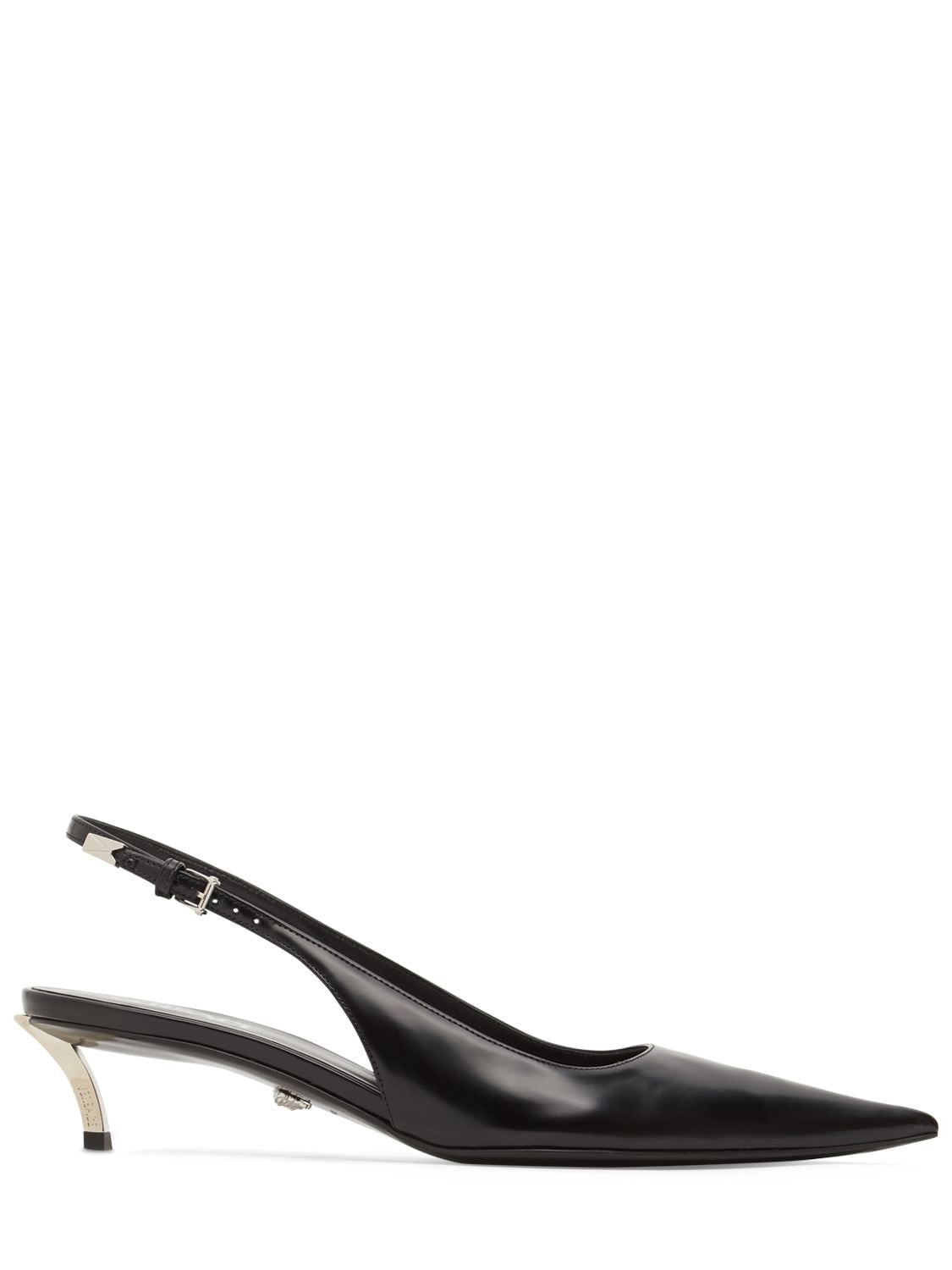 Versace 40mm Leather Slingback Pumps In Black
