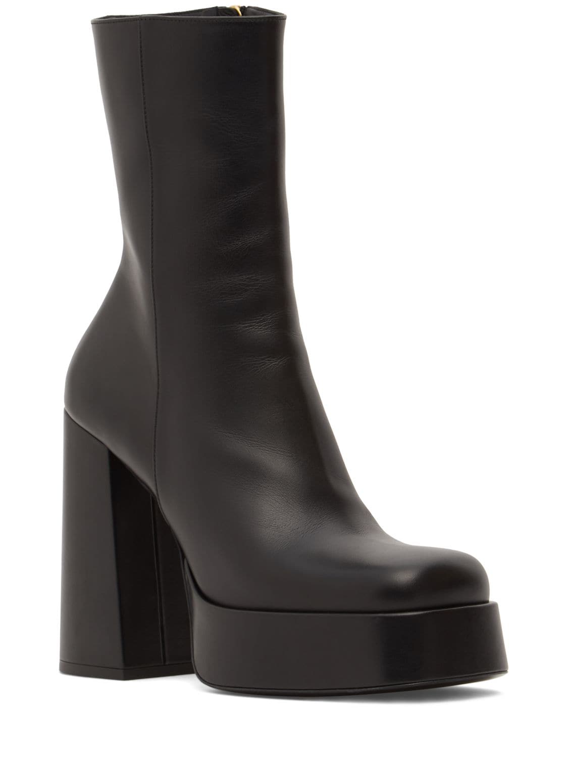 Shop Versace 120mm Leather Boots In Black