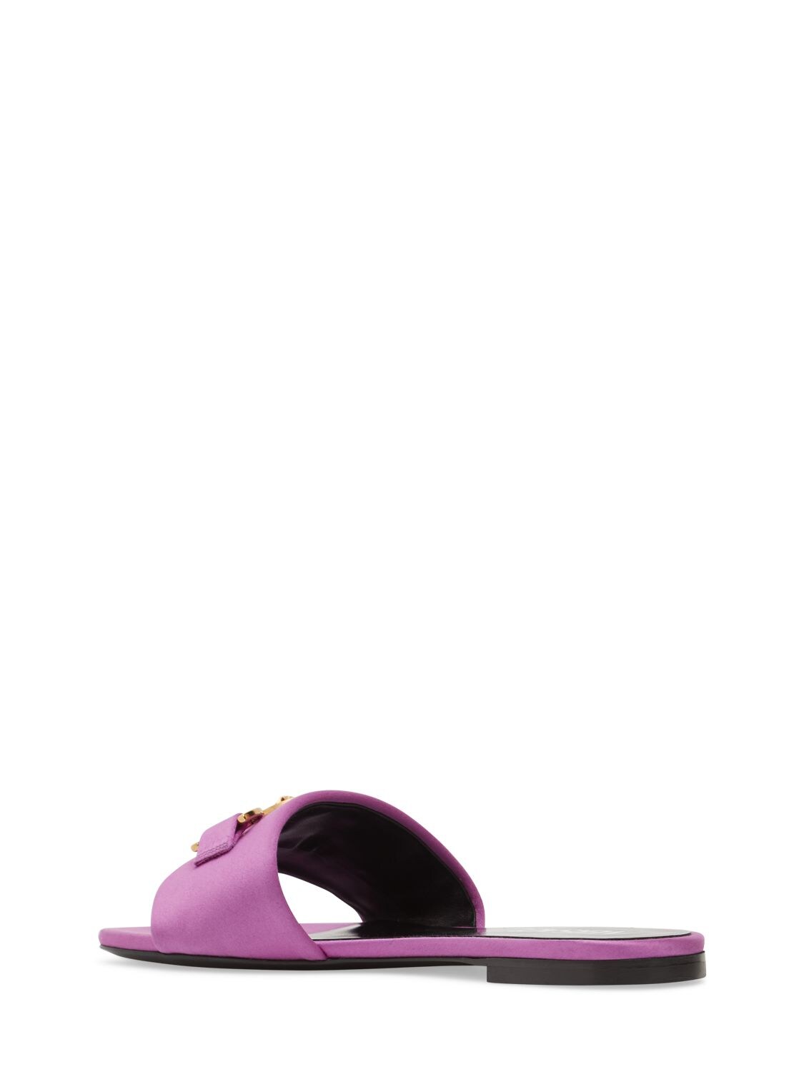 Shop Versace 10mm Satin Slides In Purple