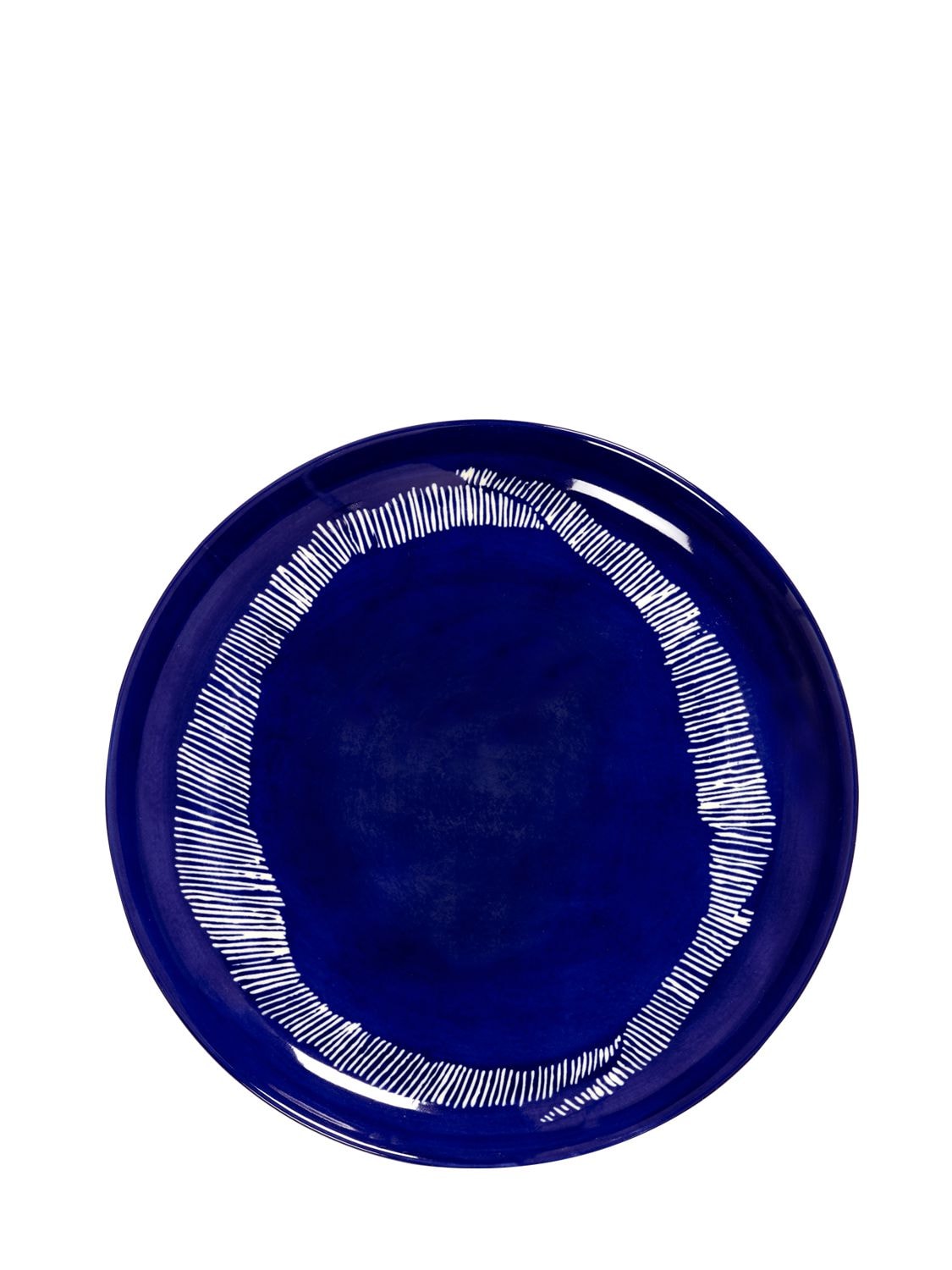 Serax Set Of 2 Dark Blue Striped Plates