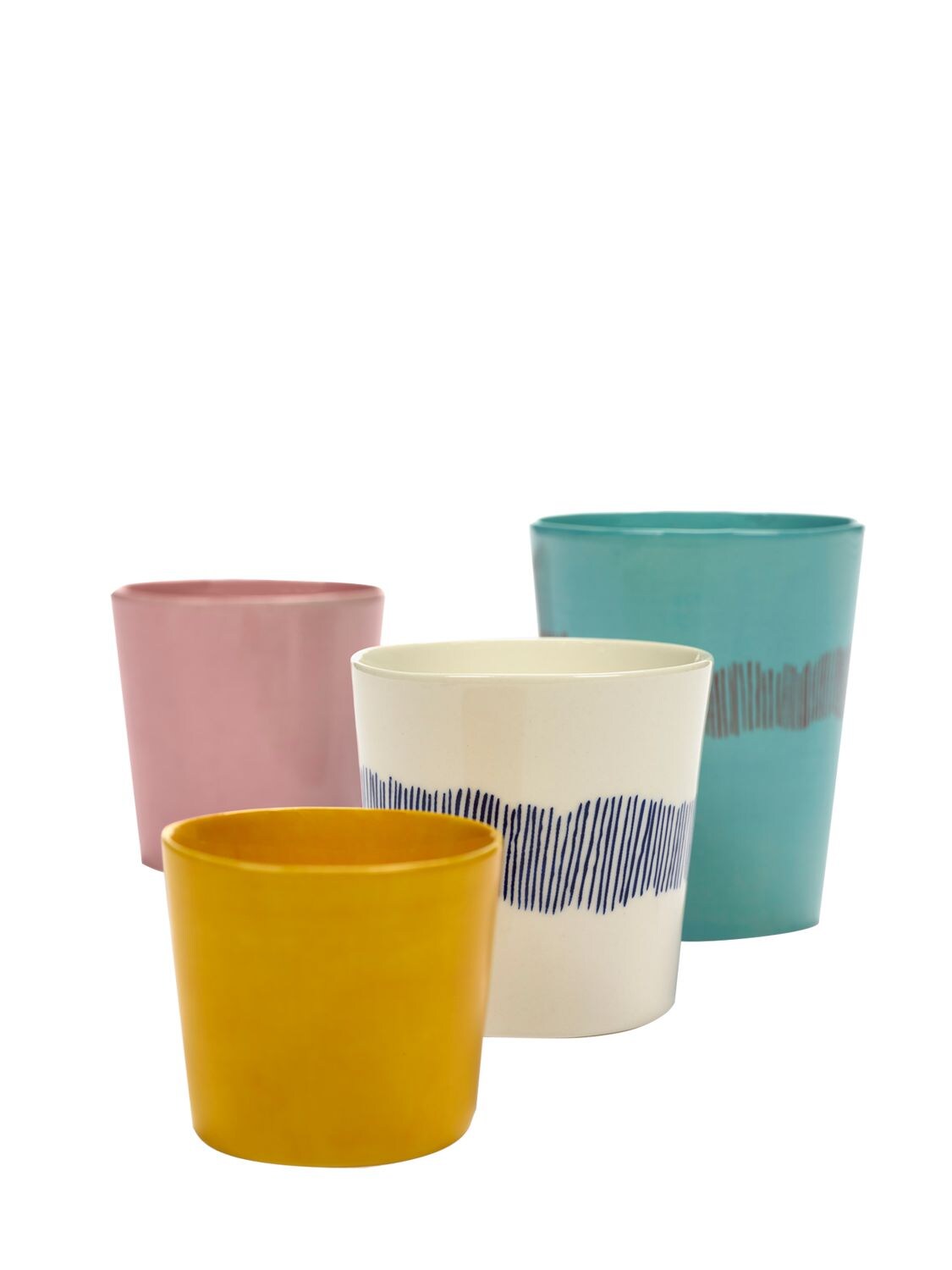 Serax Set Of 4 White Stripes Coffee Cups In White