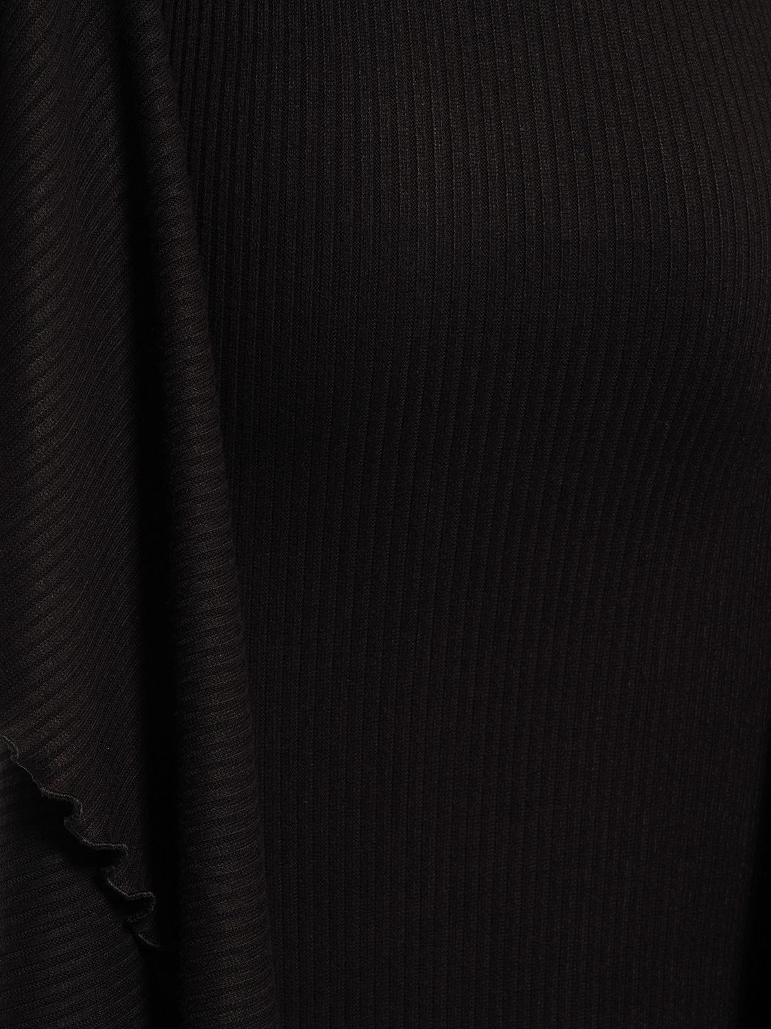 Shop Giuseppe Di Morabito Ribbed Viscose Maxi Sleeve Long Dress In Black