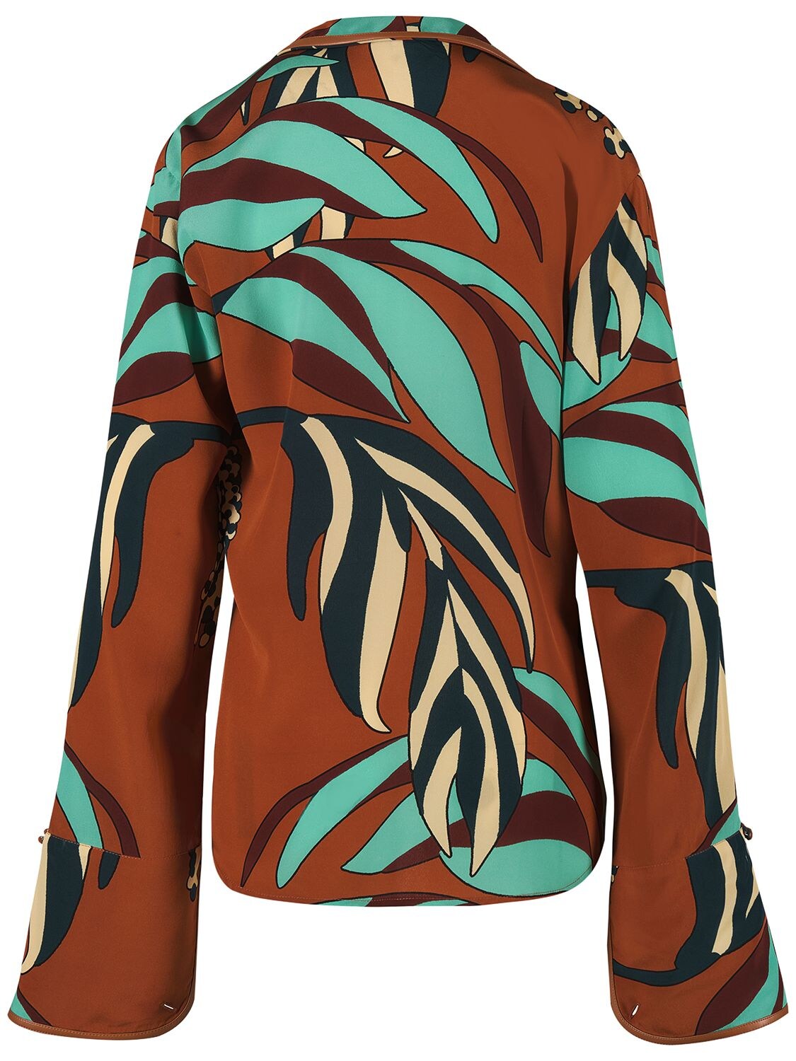 Shop Johanna Ortiz Luz De Alma Silk Shirt In Rust,turquoise