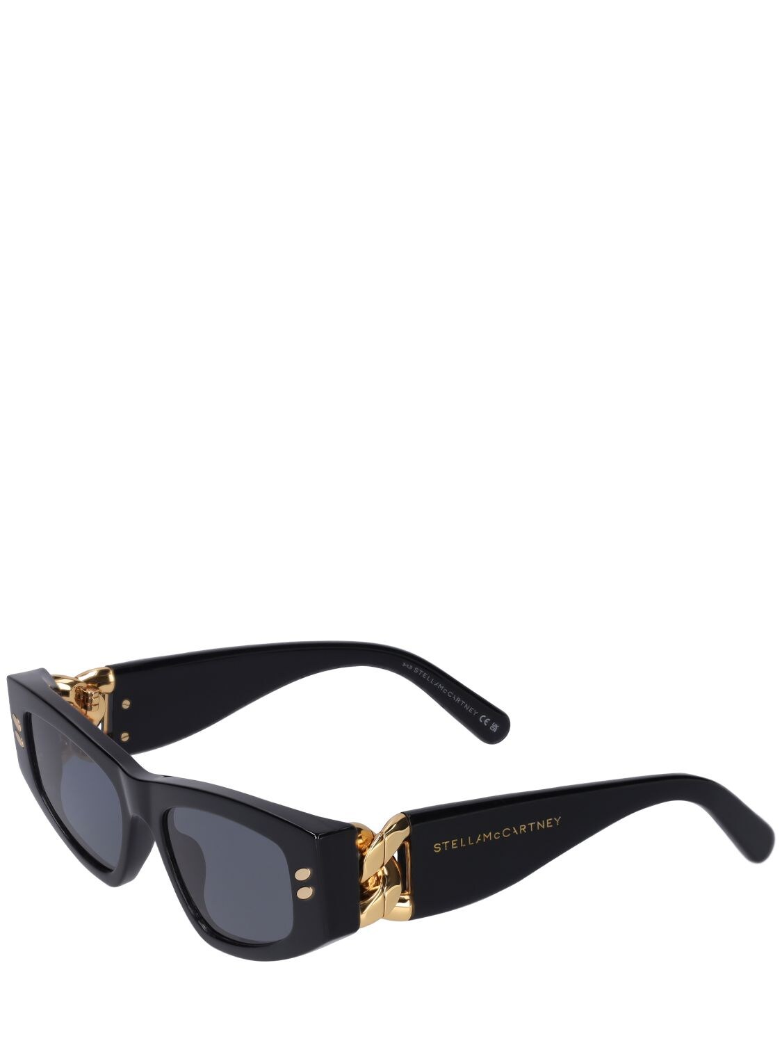 Shop Stella Mccartney Falabella Squared Acetate Sunglasses In Black,smoke