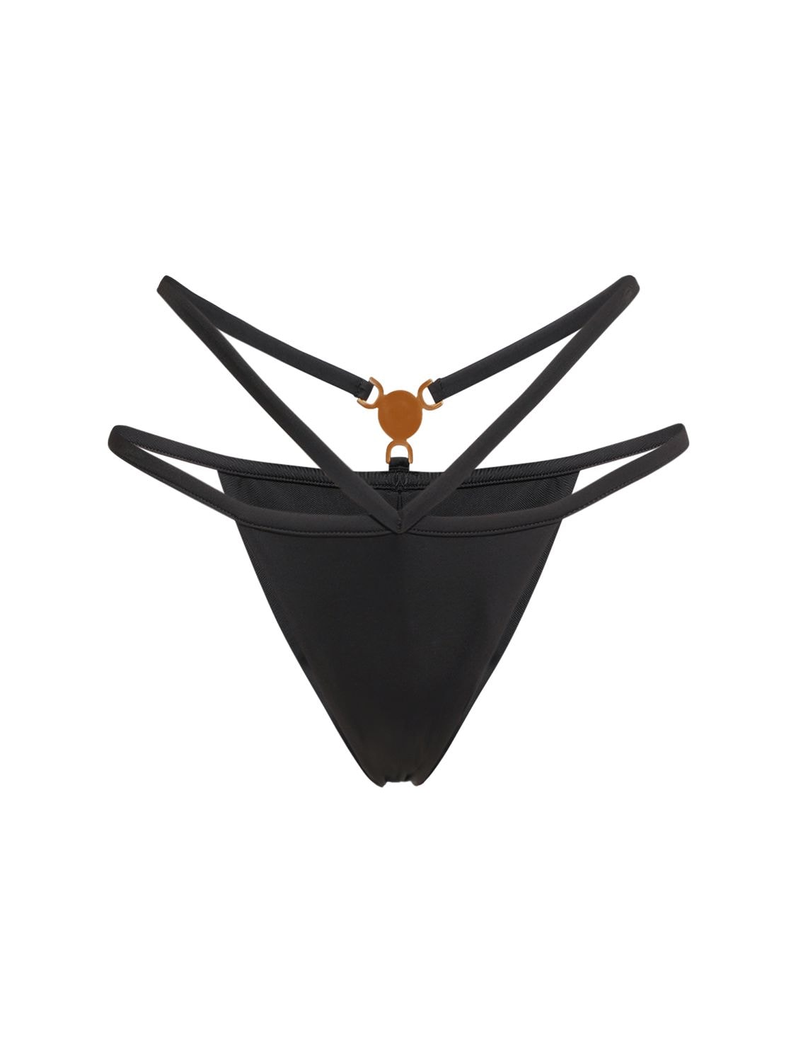 Versace Lycra Logo Double Strap Bikini Bottom In Black