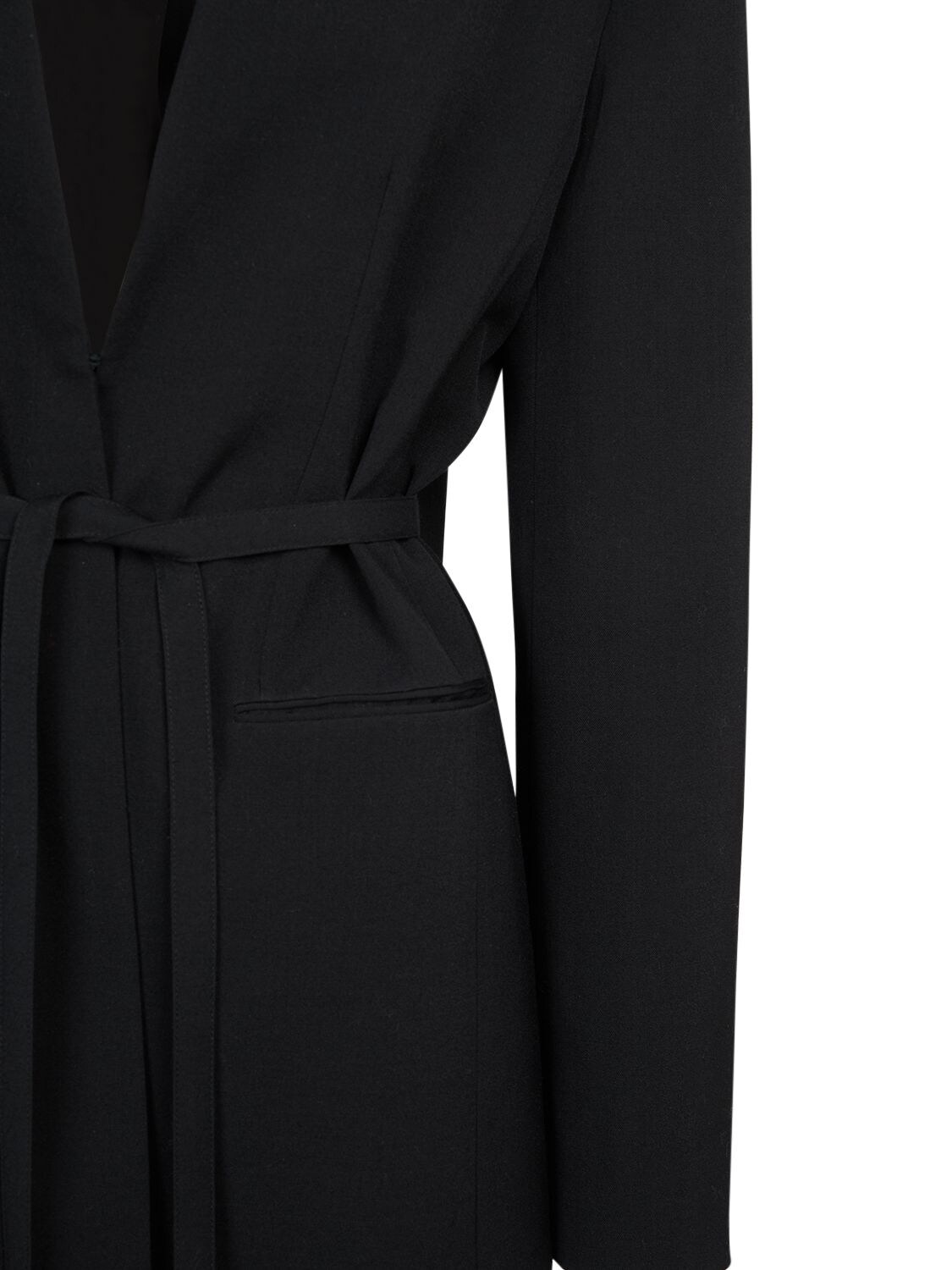 Shop The Row Clio Belted Collarless Wool Serge Jacket In Black